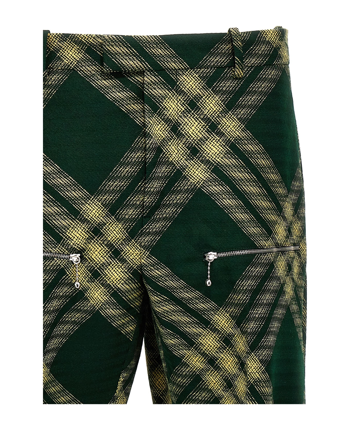 Burberry Check Wool Pants - GREEN ボトムス