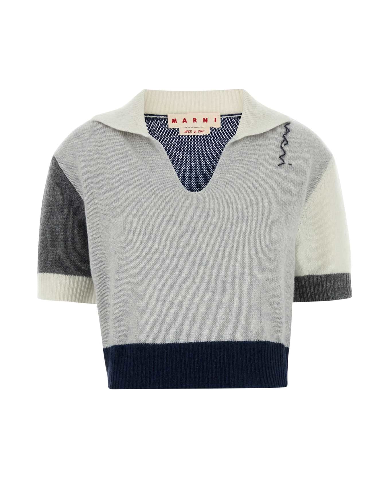 Marni Multicolor Cashmere Polo Shirt - SODIUM