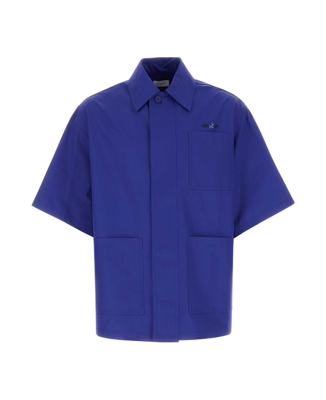 Off-White Blue Cotton Oversize Shirt - BLUEBLK