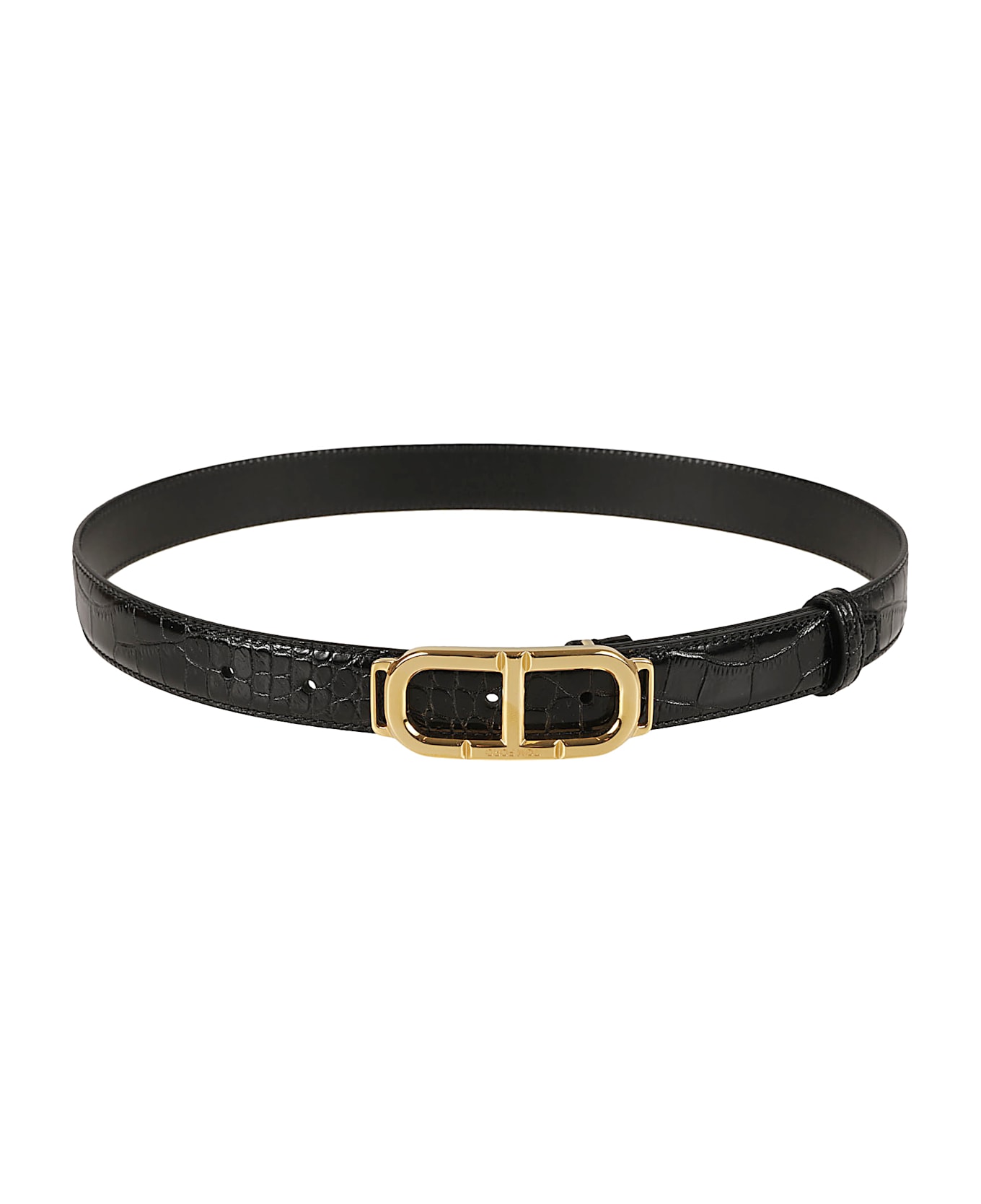 Tom Ford Shinny Stamped Croc Belt - Black