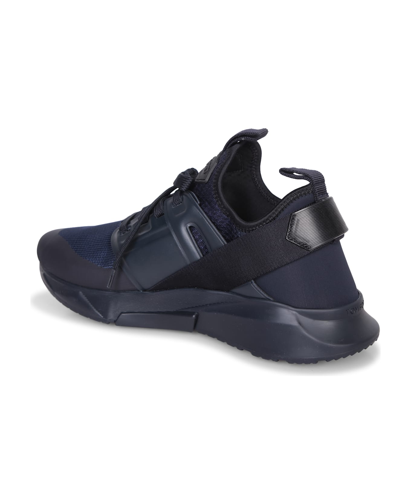 Tom Ford Jago Sneakers In Black Leather - Blue