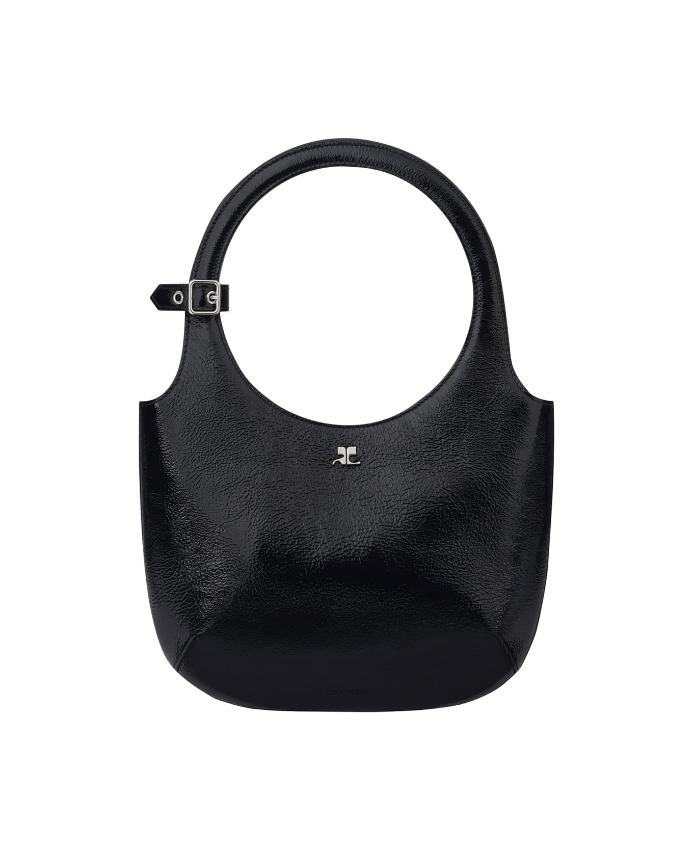 Courrèges Logo Plaque Top Handle Bag - Black