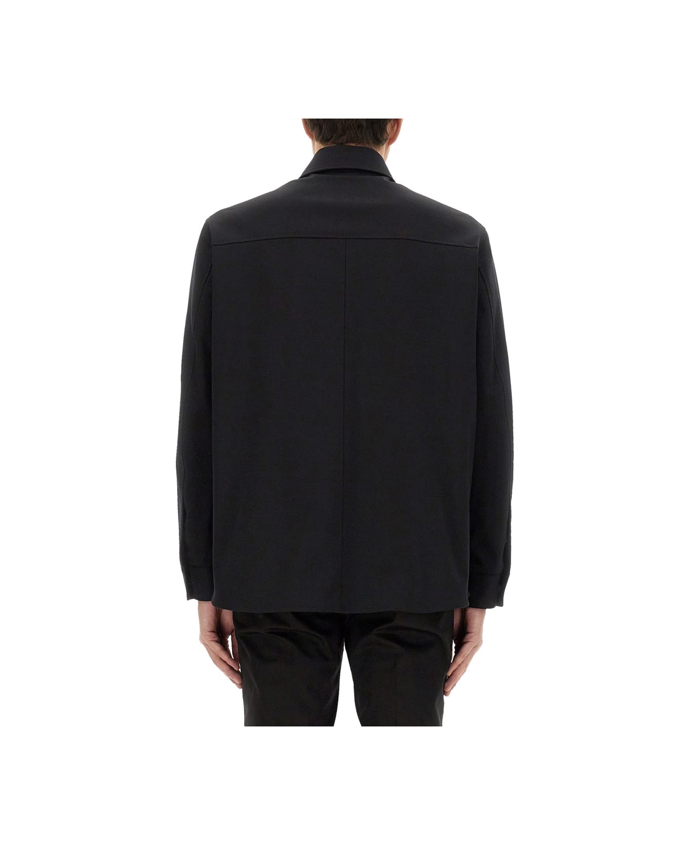 Dolce & Gabbana Technical Fabric Shirt With Plaque - BLACK