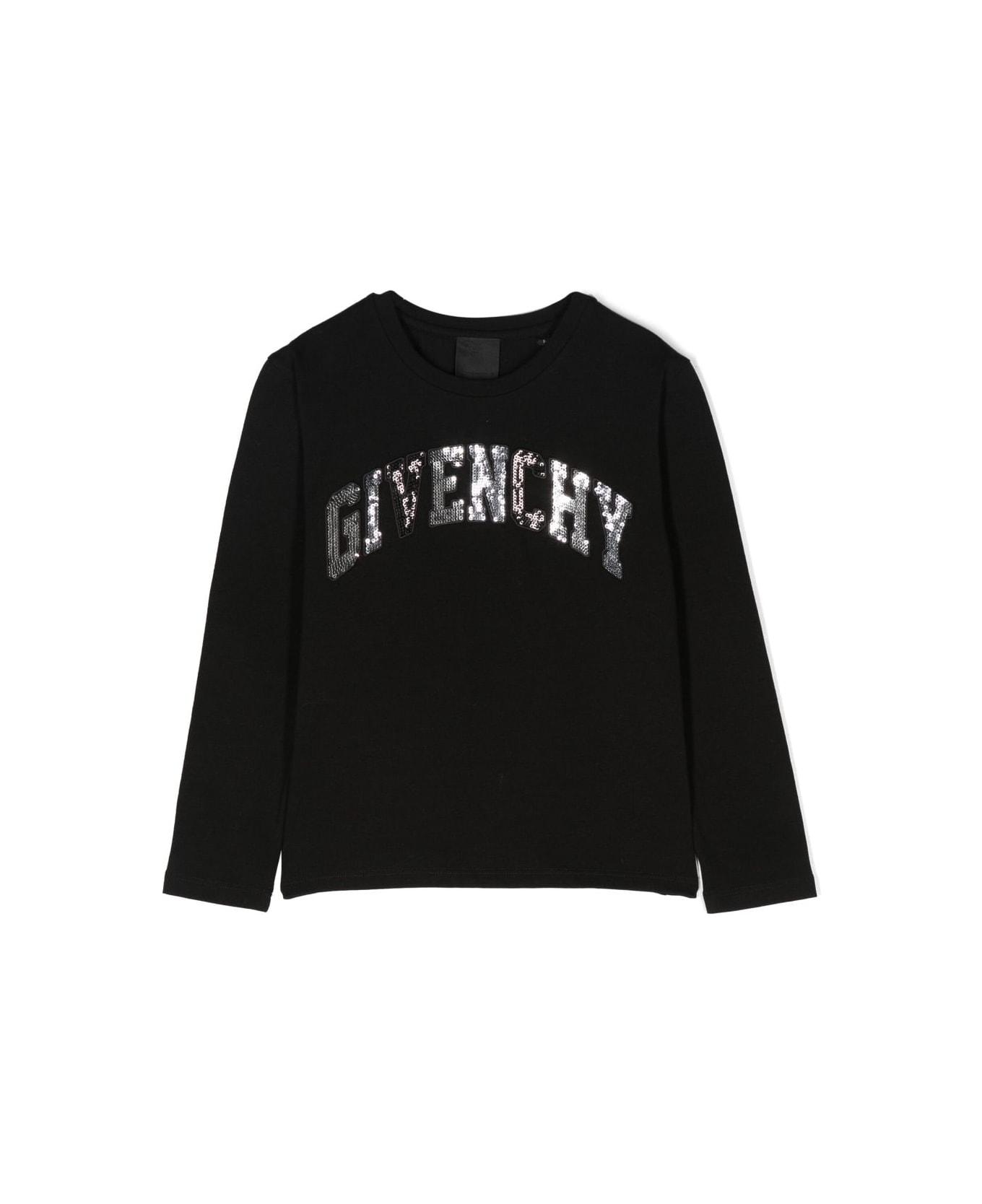 Givenchy T-shirt Nera In Jersey Di Cotone Bambina - Nero