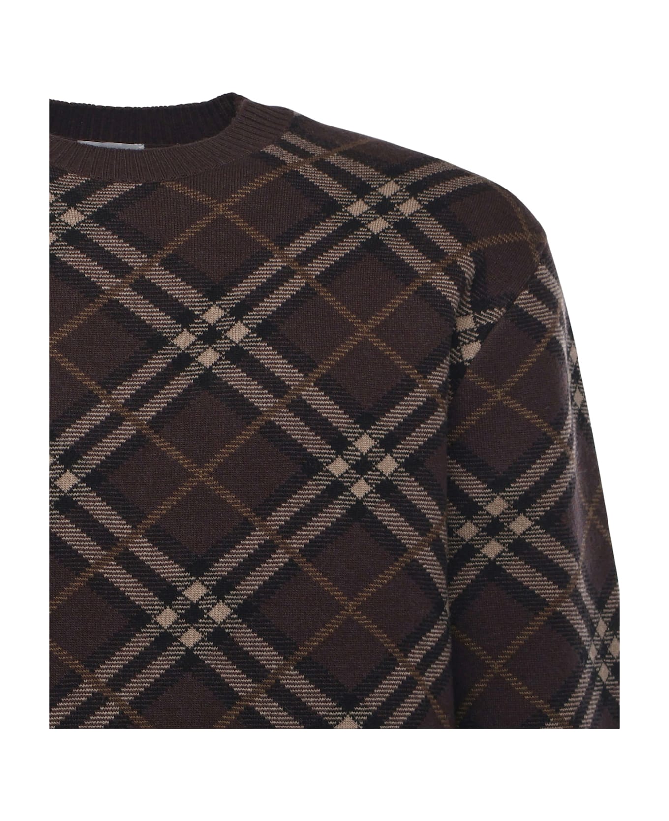Burberry Check Wool And Cashmere Sweater - TRUFFLE IP CHECK