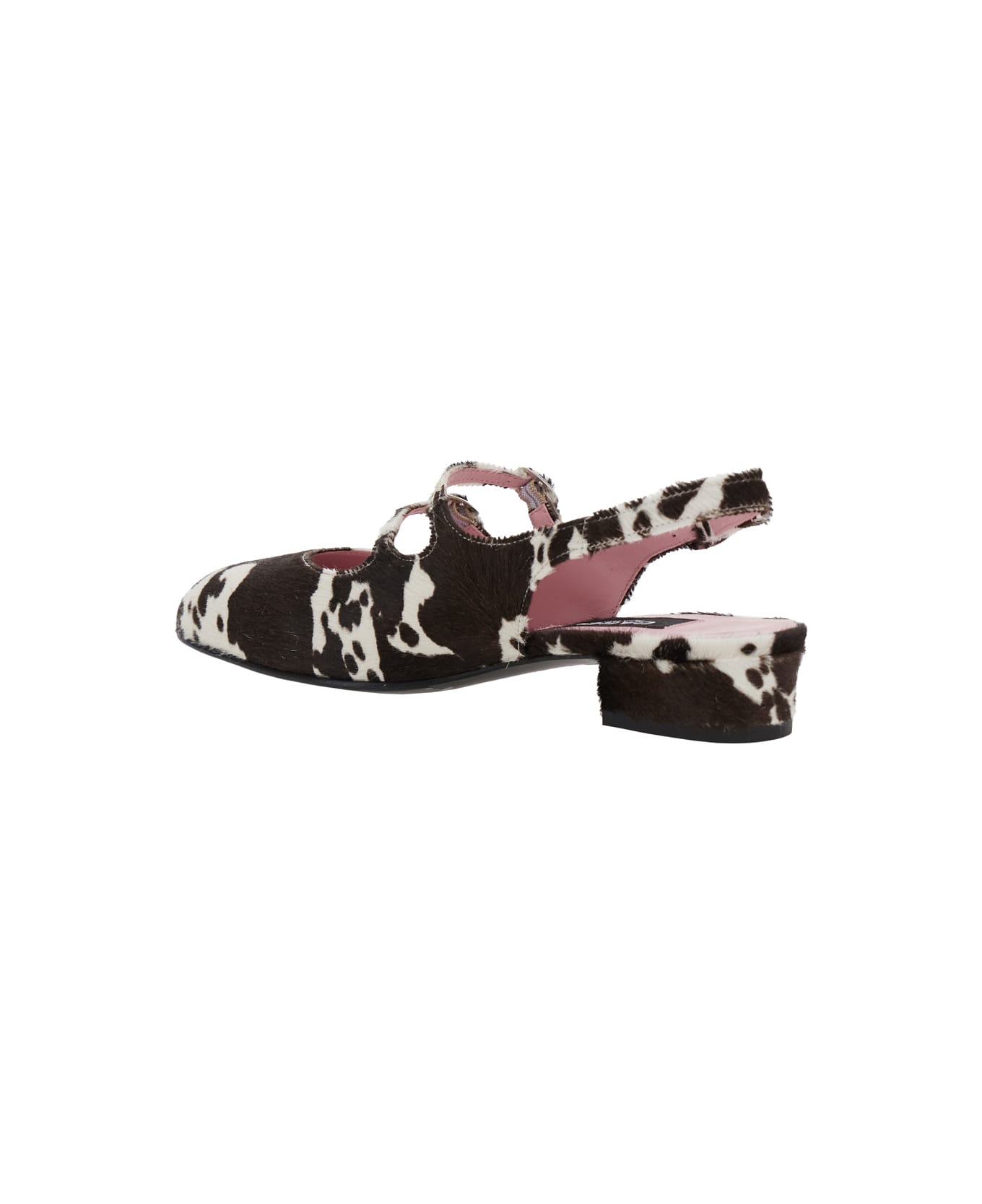Carel Multicolor 'peche' Slingback Ballet Shoes With Buckle Strap Closure And Cow Print In Leather Woman - Multicolor