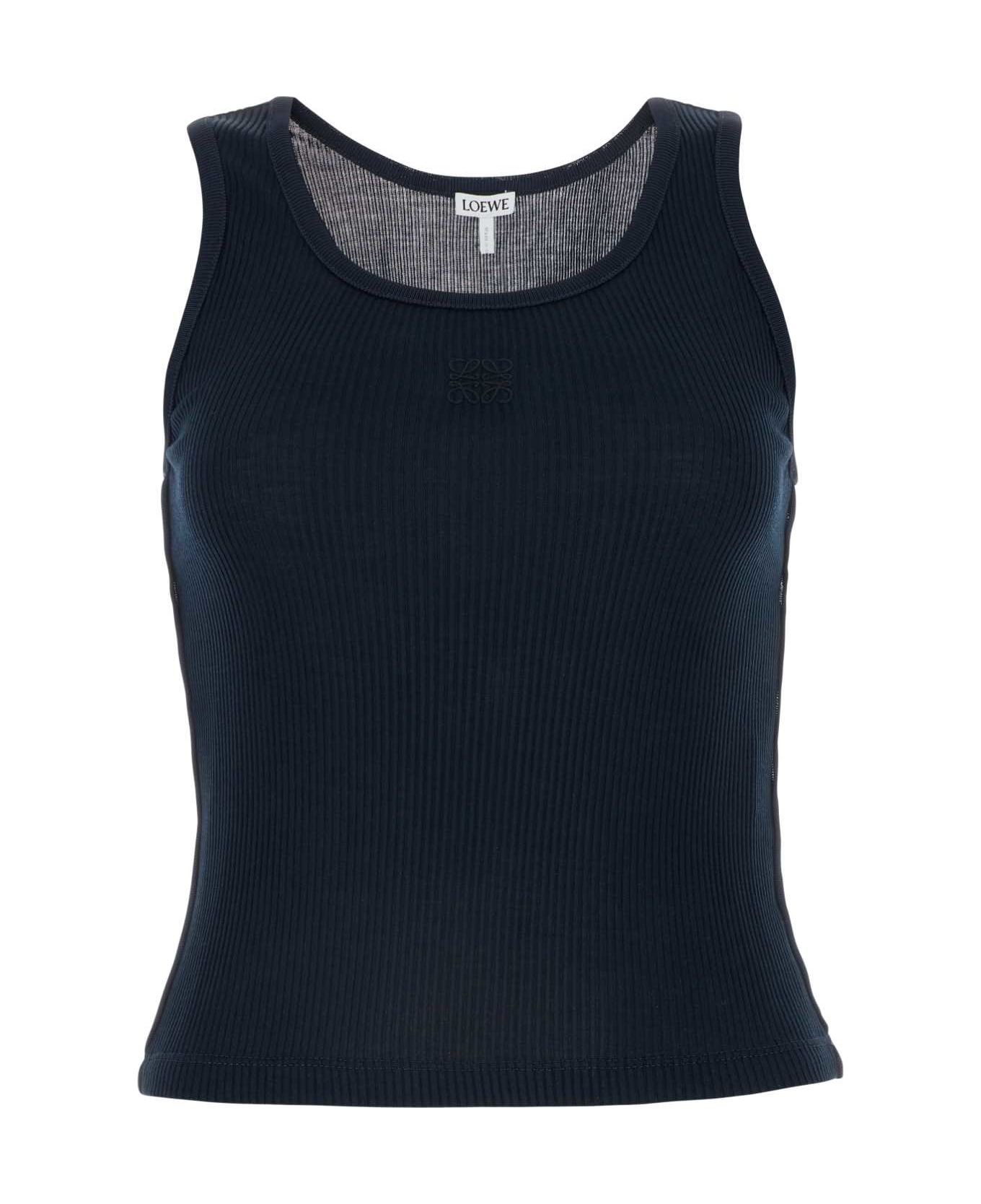 Loewe Dark Blue Silk Tank Top - DEEPMARINE