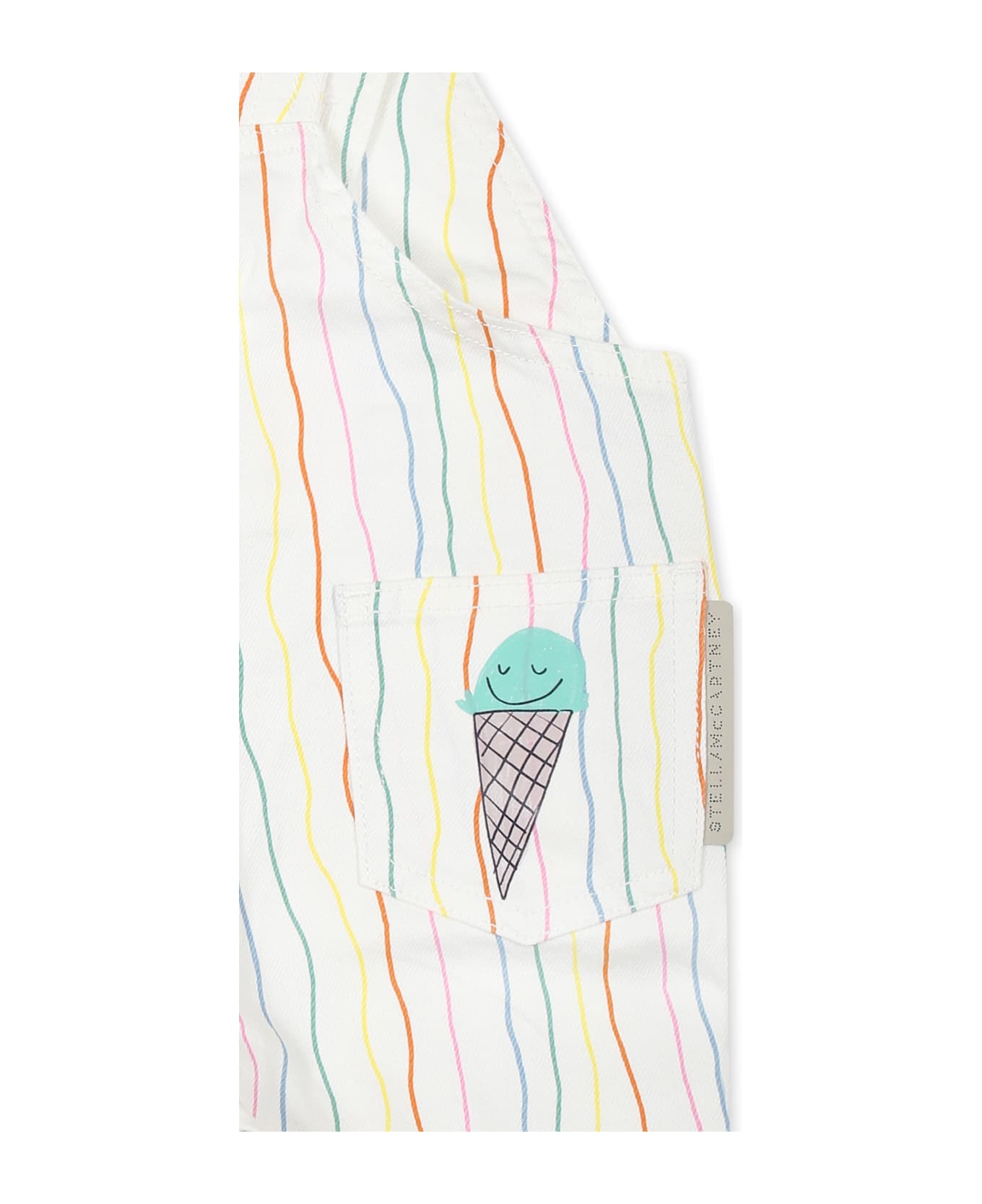 Stella McCartney Kids White Ungarees For Baby Girl With Ice Cream - White