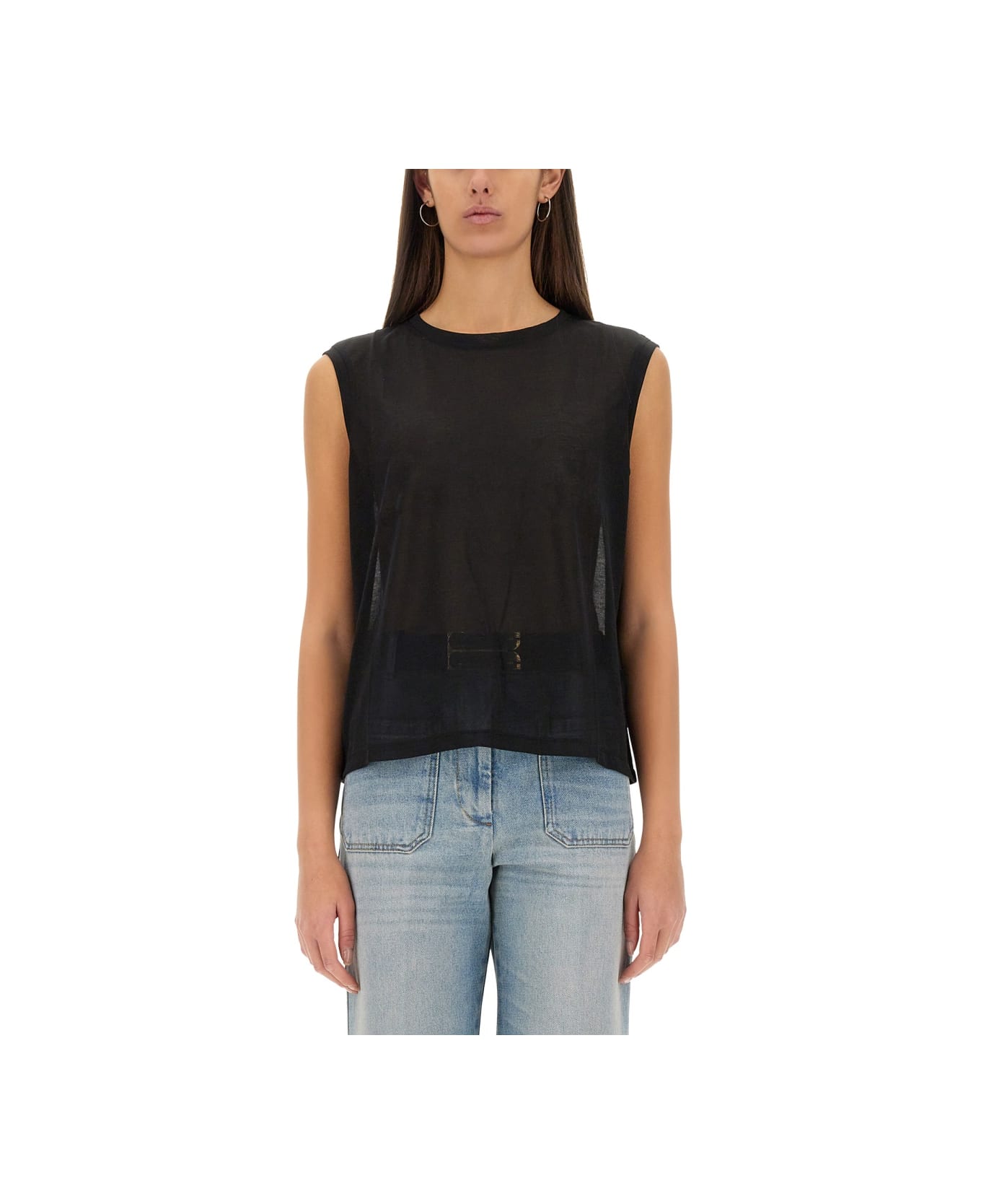 Victoria Beckham Cotton Tops. - BLACK
