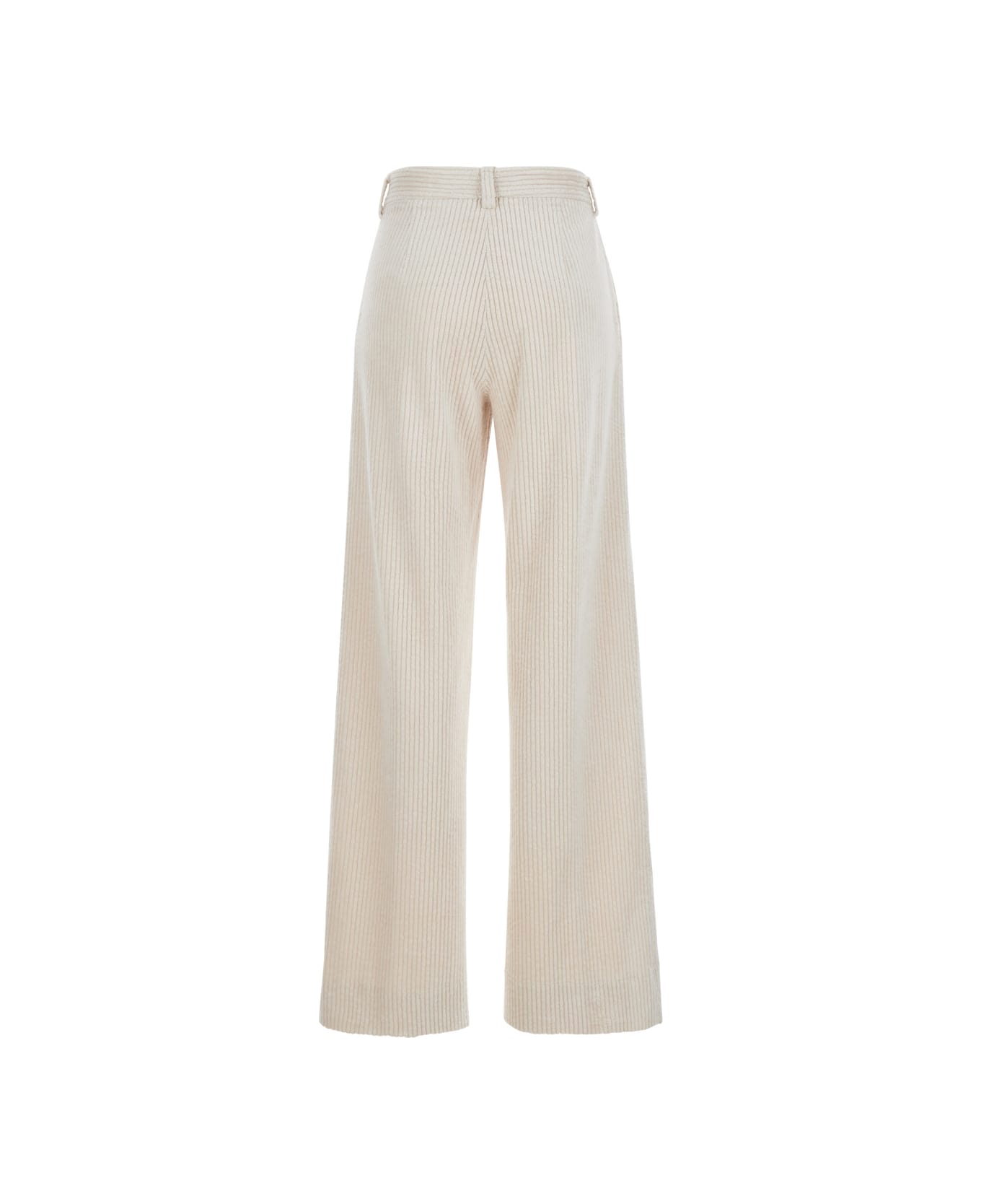 Antonelli 'rimini' Beige Palazzo Pants In Corduroy Woman - Beige