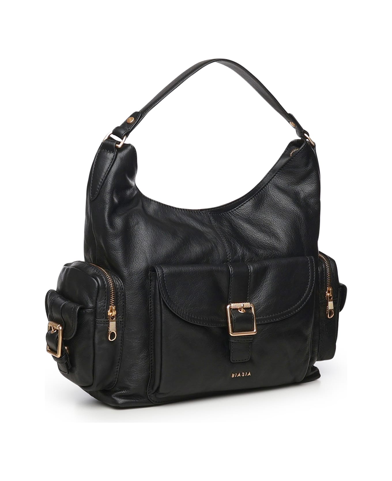 Biasia Factor Leather Shoulder Bag - Black