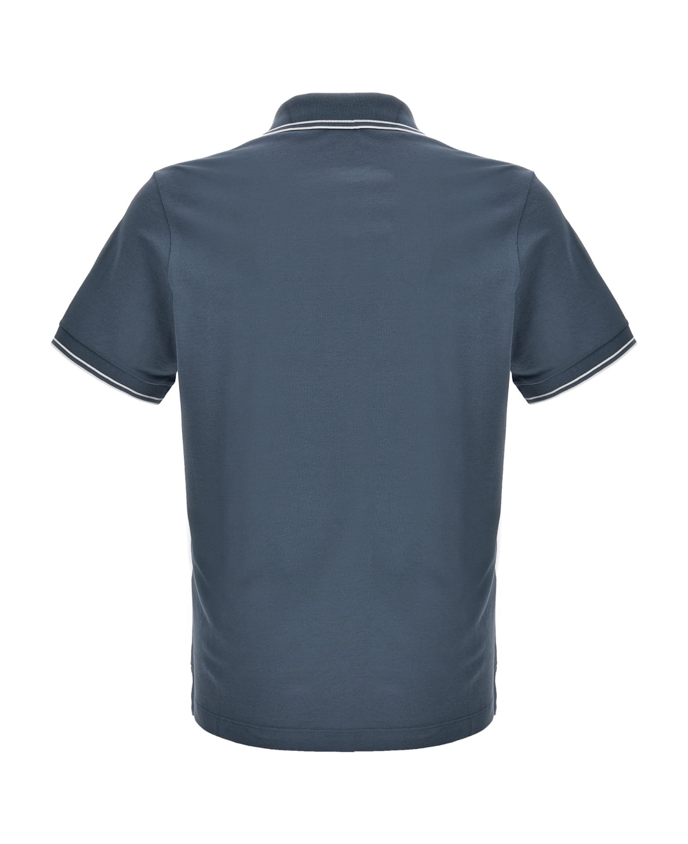 Stone Island Logo-patch Cotton Polo Shirt - Light Blue