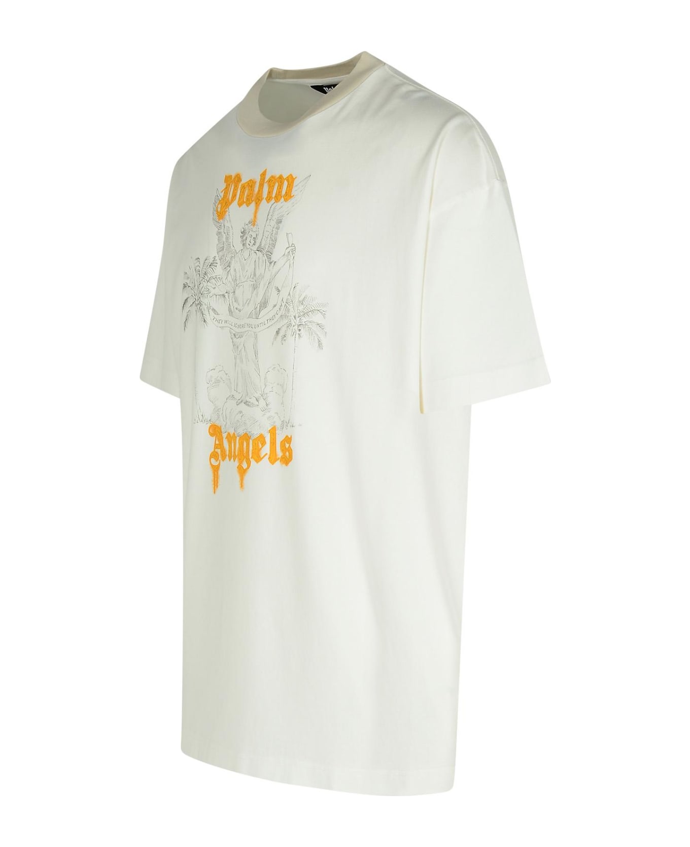 Palm Angels 'angel Pency' White Cotton T-shirt - White