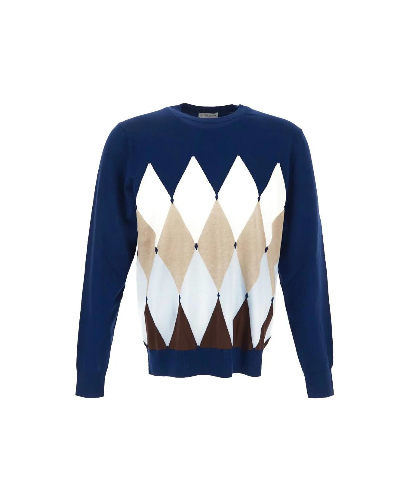 Ballantyne Geometric Pattern Sweater - ROYAL BLUE ニットウェア