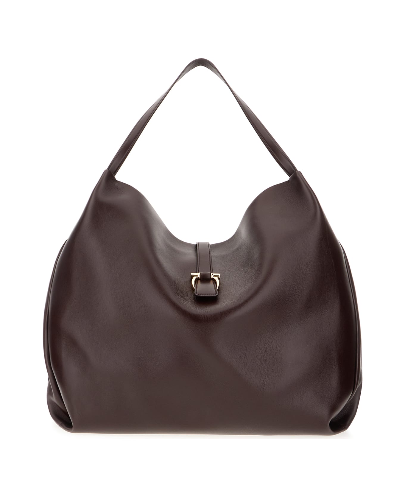 Ferragamo Aubergine Leather Shopping Bag - OXBLOOD