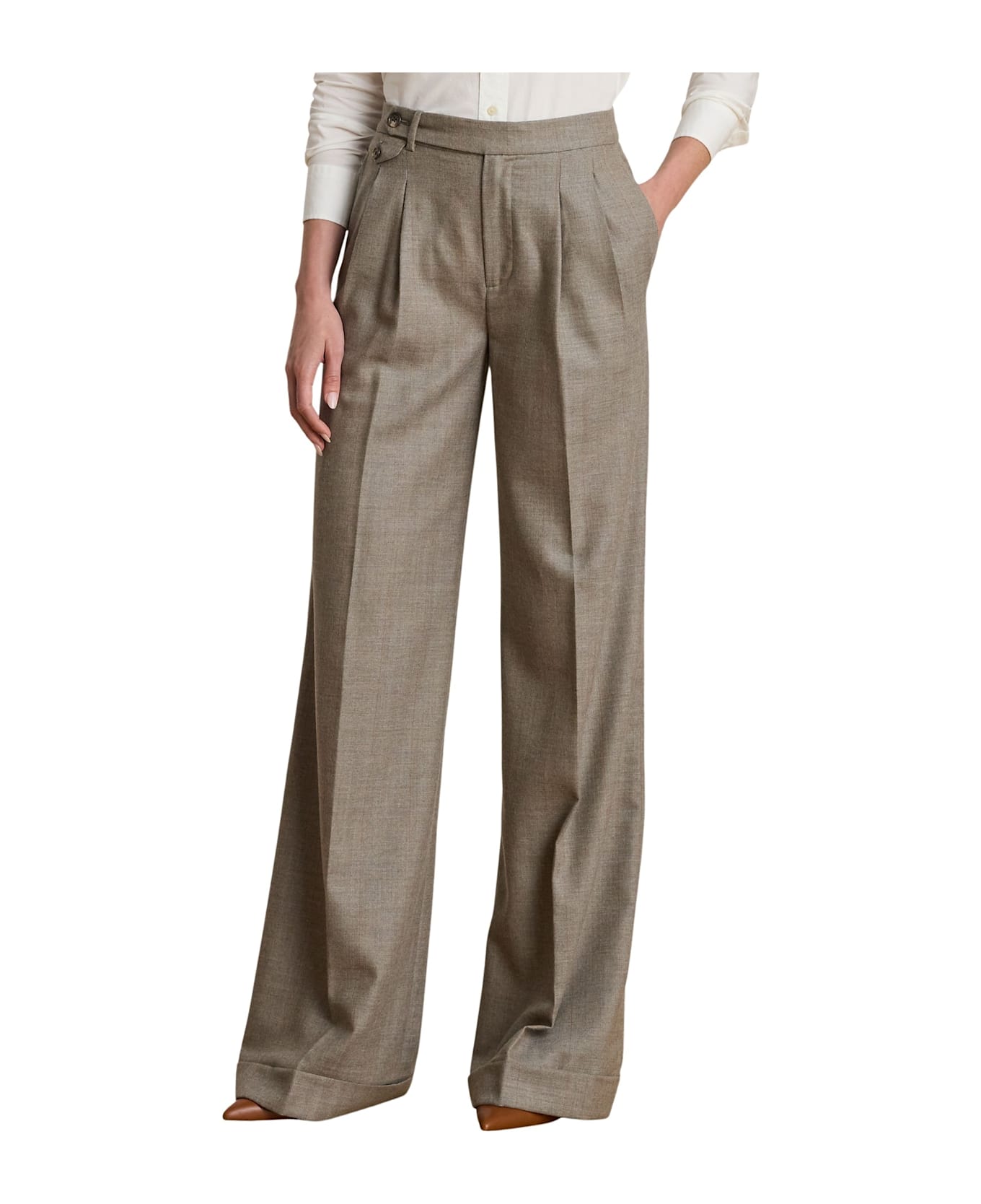 Ralph Lauren Wilva Full Length Pleated - Taupe Grey Multi
