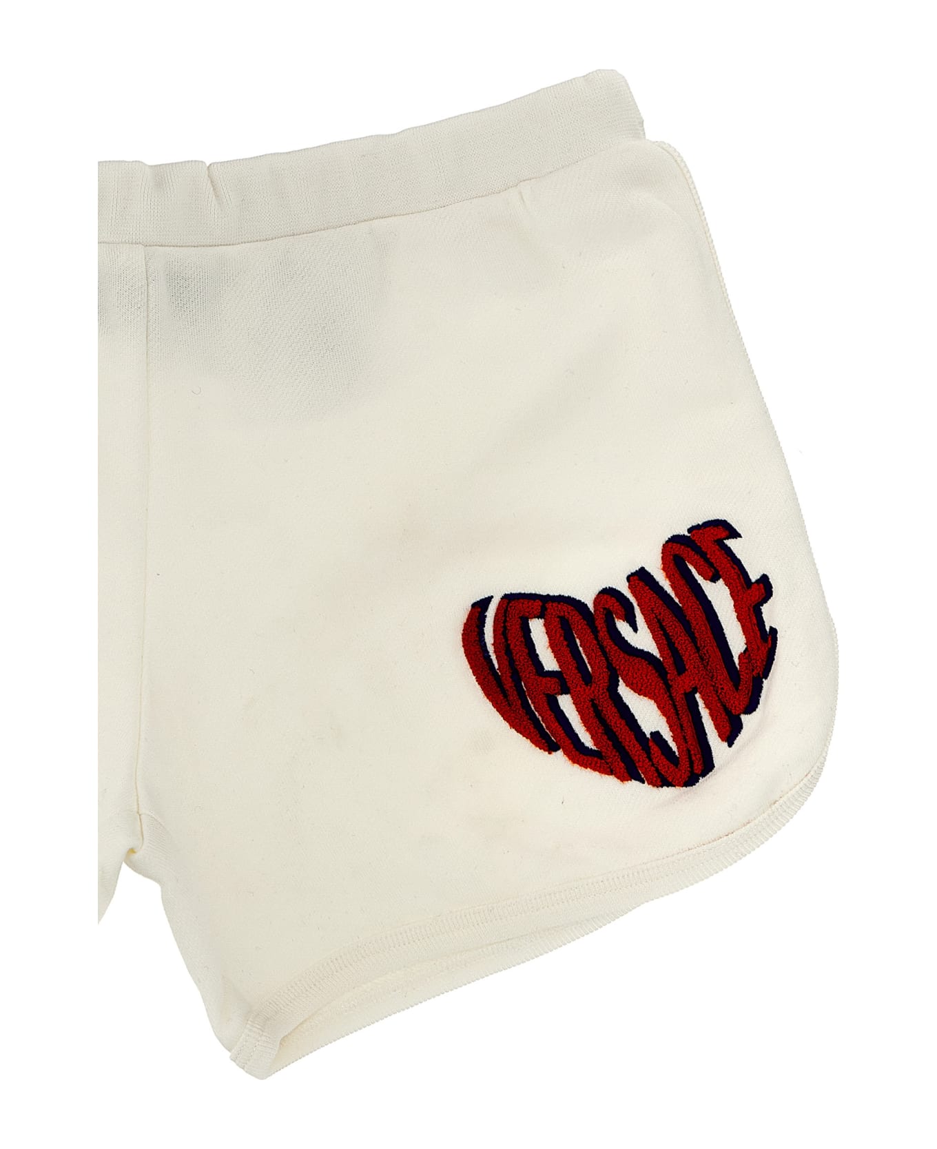 Versace Logo Embroidery Shorts - White
