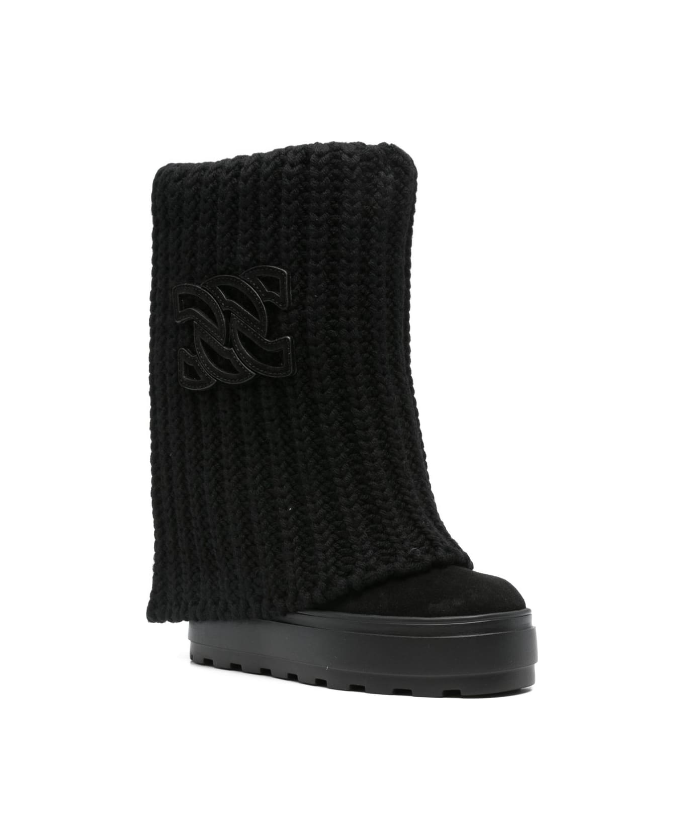 Casadei Tricot Wool Boots - Black