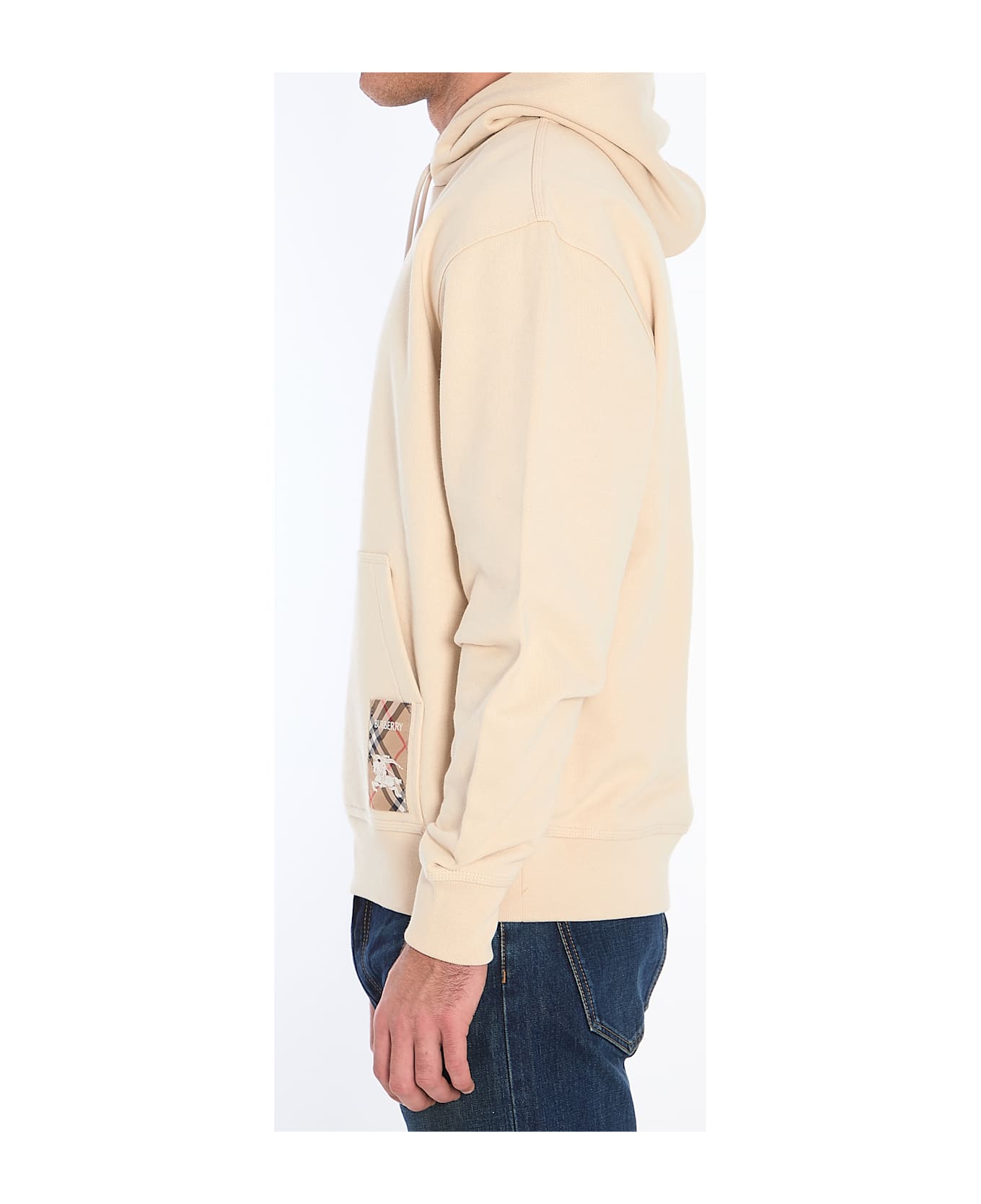 Burberry Check Label Hoodie - BEIGE