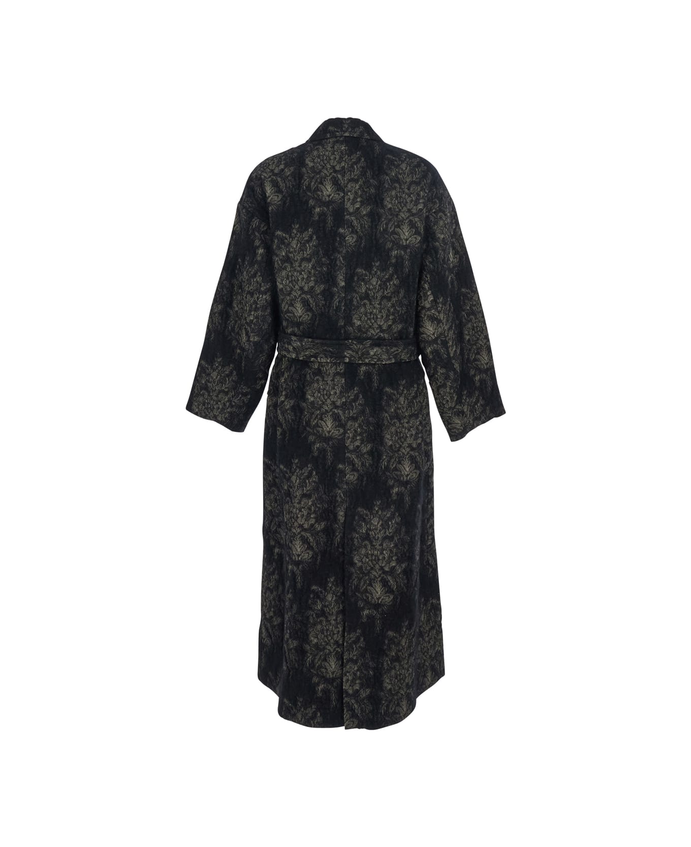 Uma Wang 
cicero
 Brown Coat With Belt And Floral Motif In Wool Blend Woman - Brown