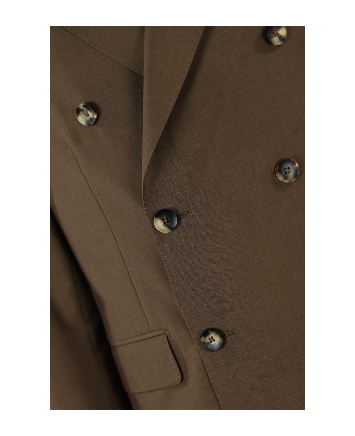 Lardini Double-breasted Suit In Wool And Cotton - Tabacco