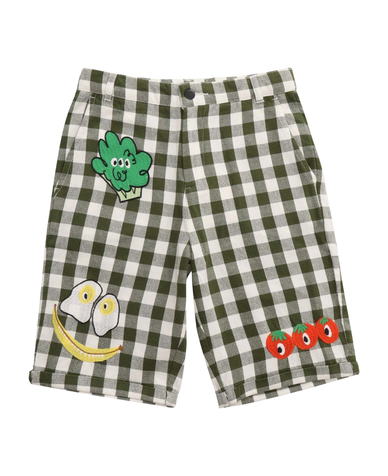 Stella McCartney Kids Checked Shorts With Prints - GREEN ボトムス