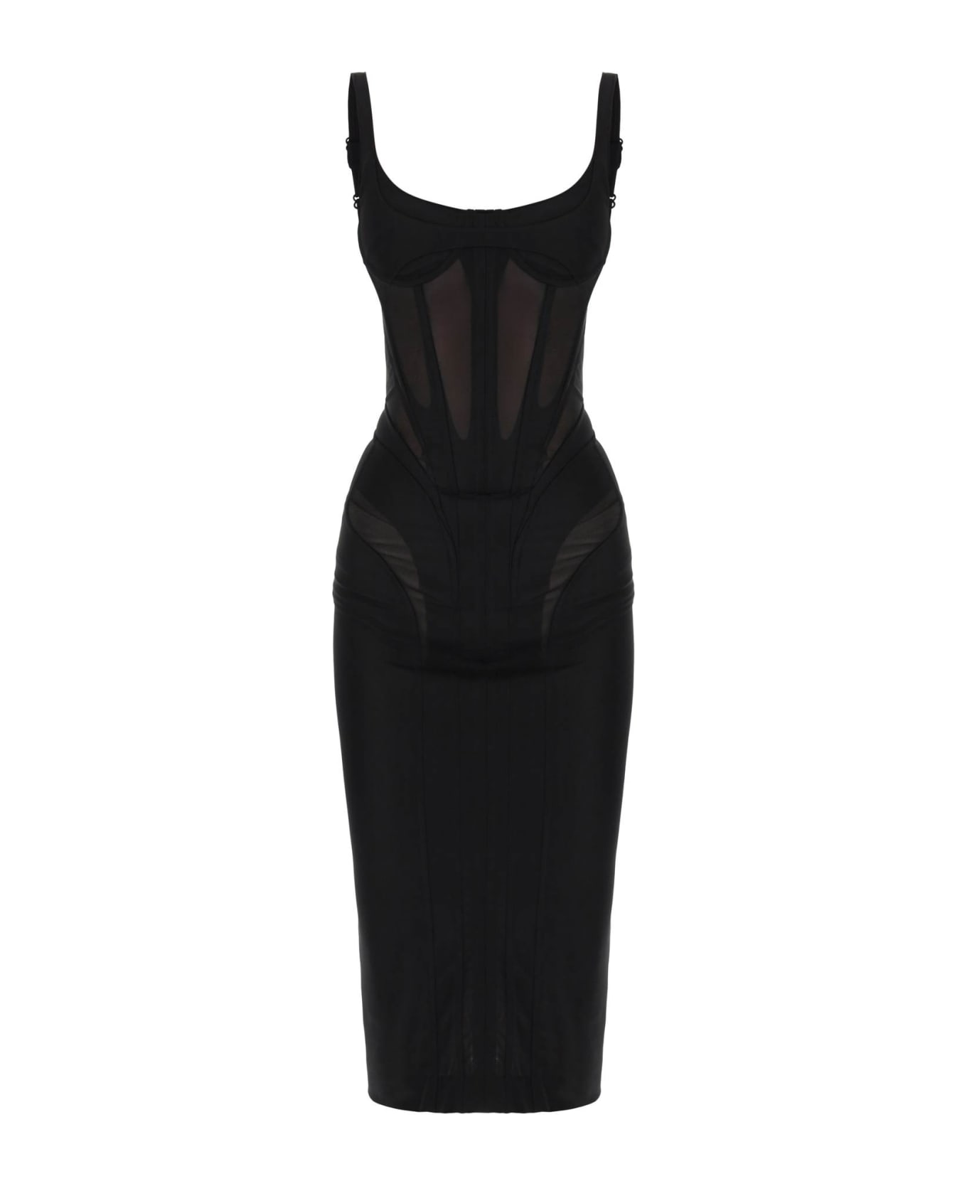 Mugler Midi Dress With Corset - BLACK (Black)