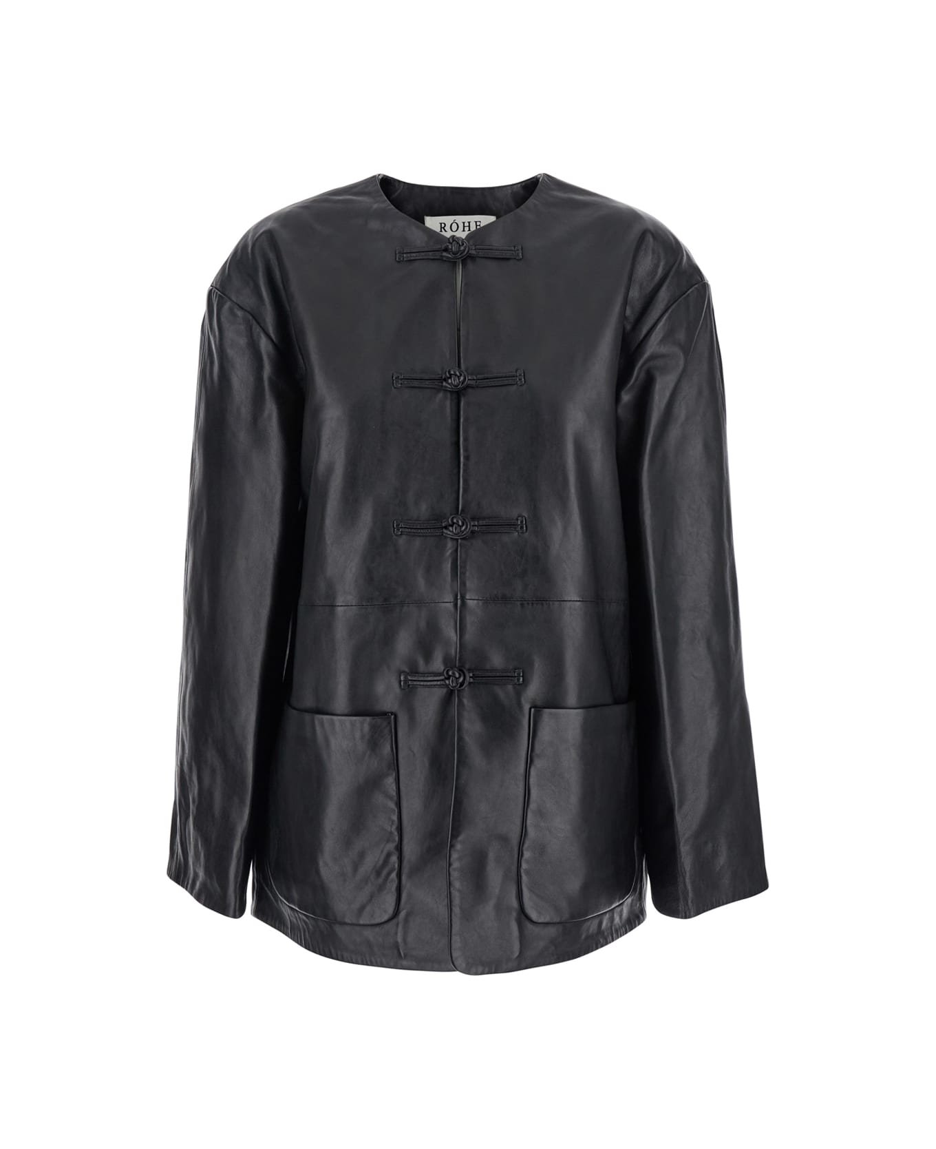 Róhe Black Jacket With Front Toggle Closure In Leather Woman - Black