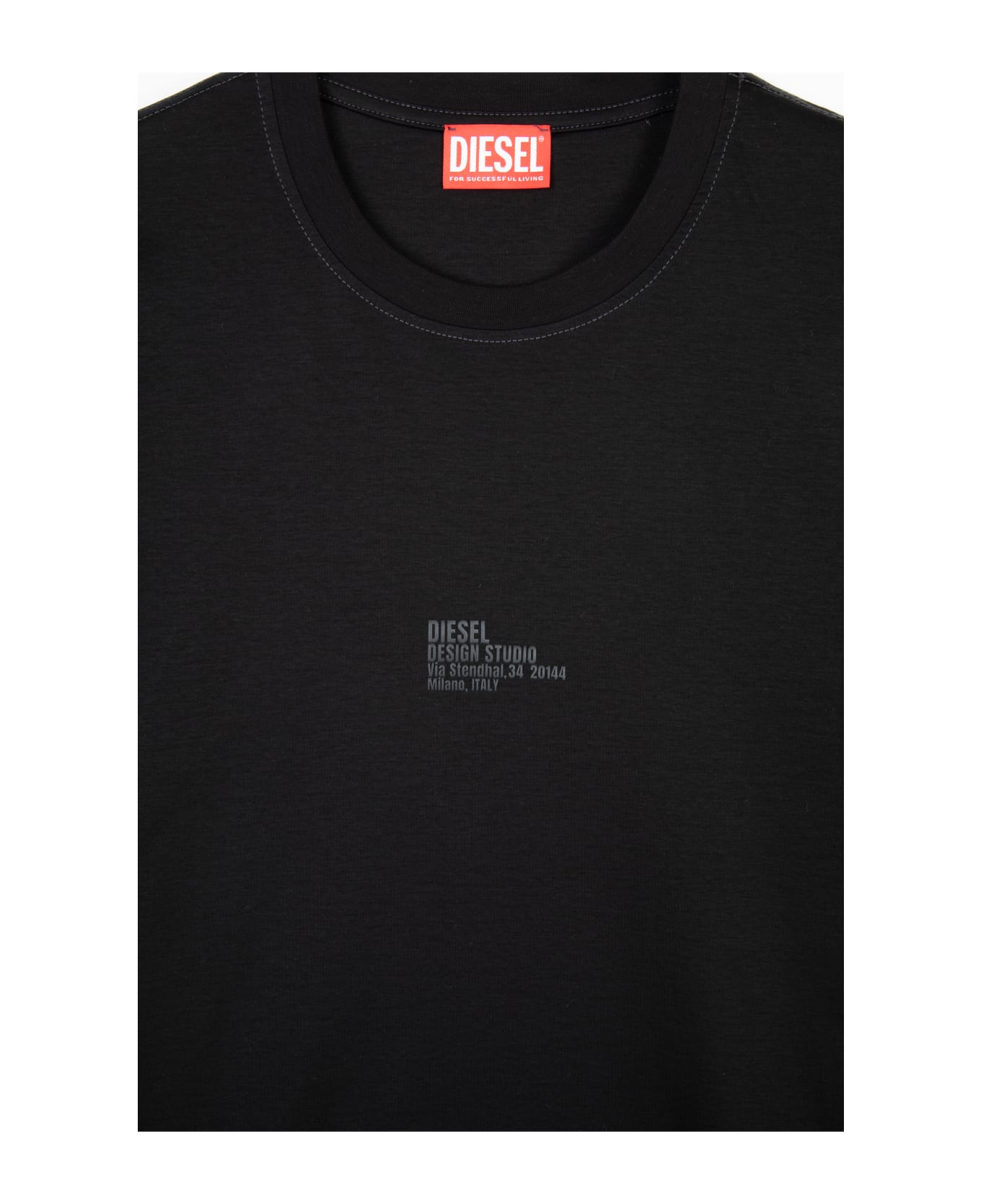 Diesel T-must-slits-n2 Black cotton t-shirt with tonal print - T Must Slits N2 - Nero