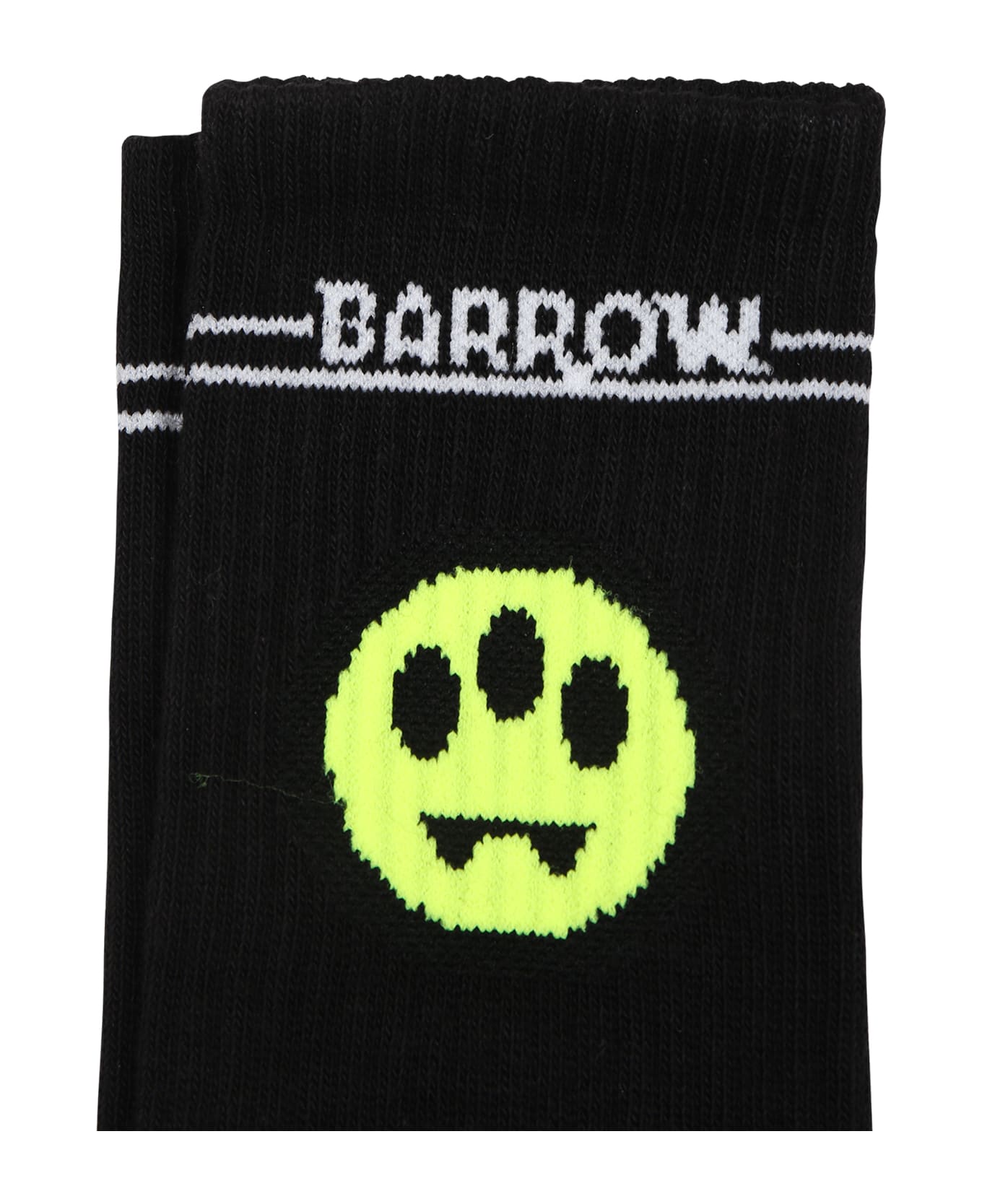 Barrow Black Socks For Kids With Logo And Smiley - Nero アンダーウェア