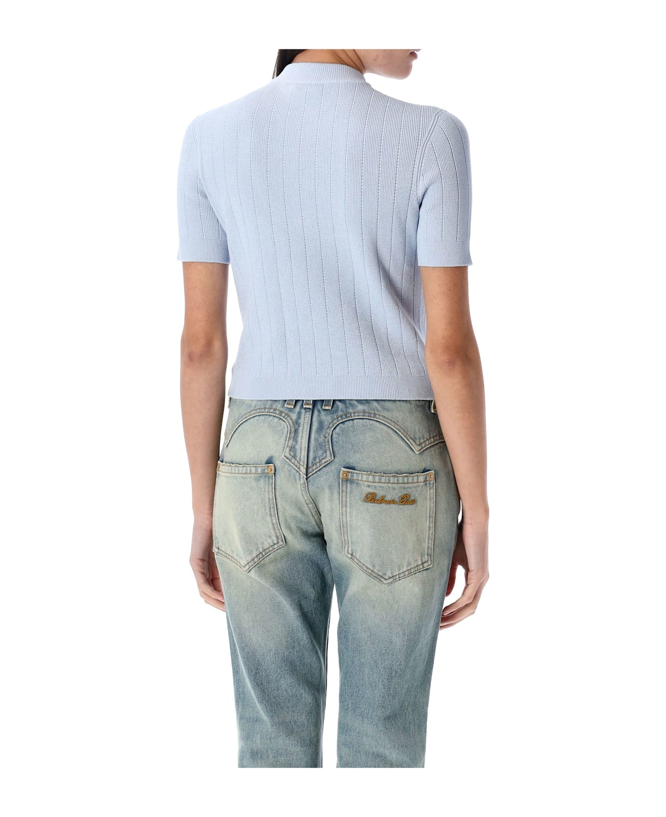 Balmain 4-pocket Knitted Cardigan - PALE BLUE