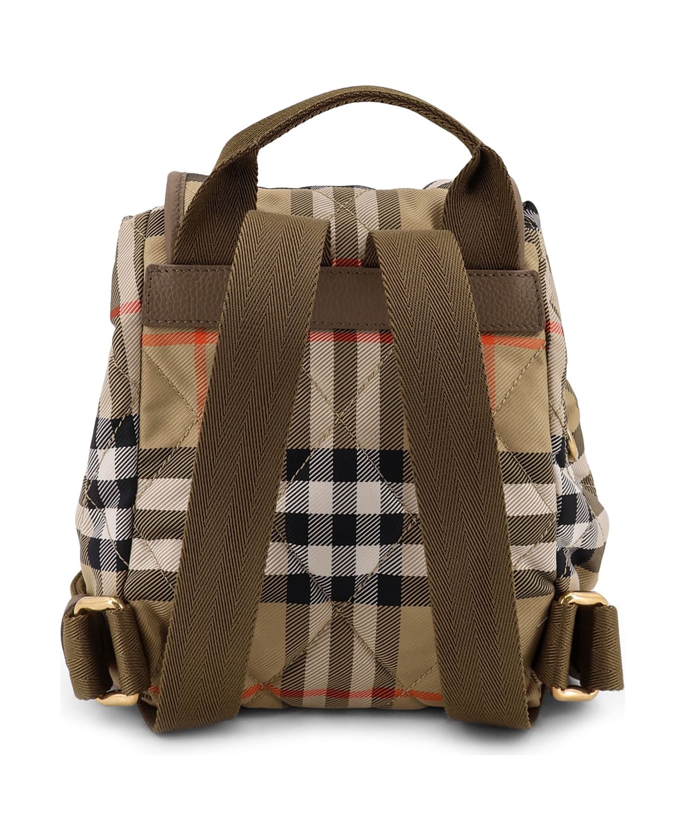 Burberry Horseshoe Check Nylon Backpack - SAND