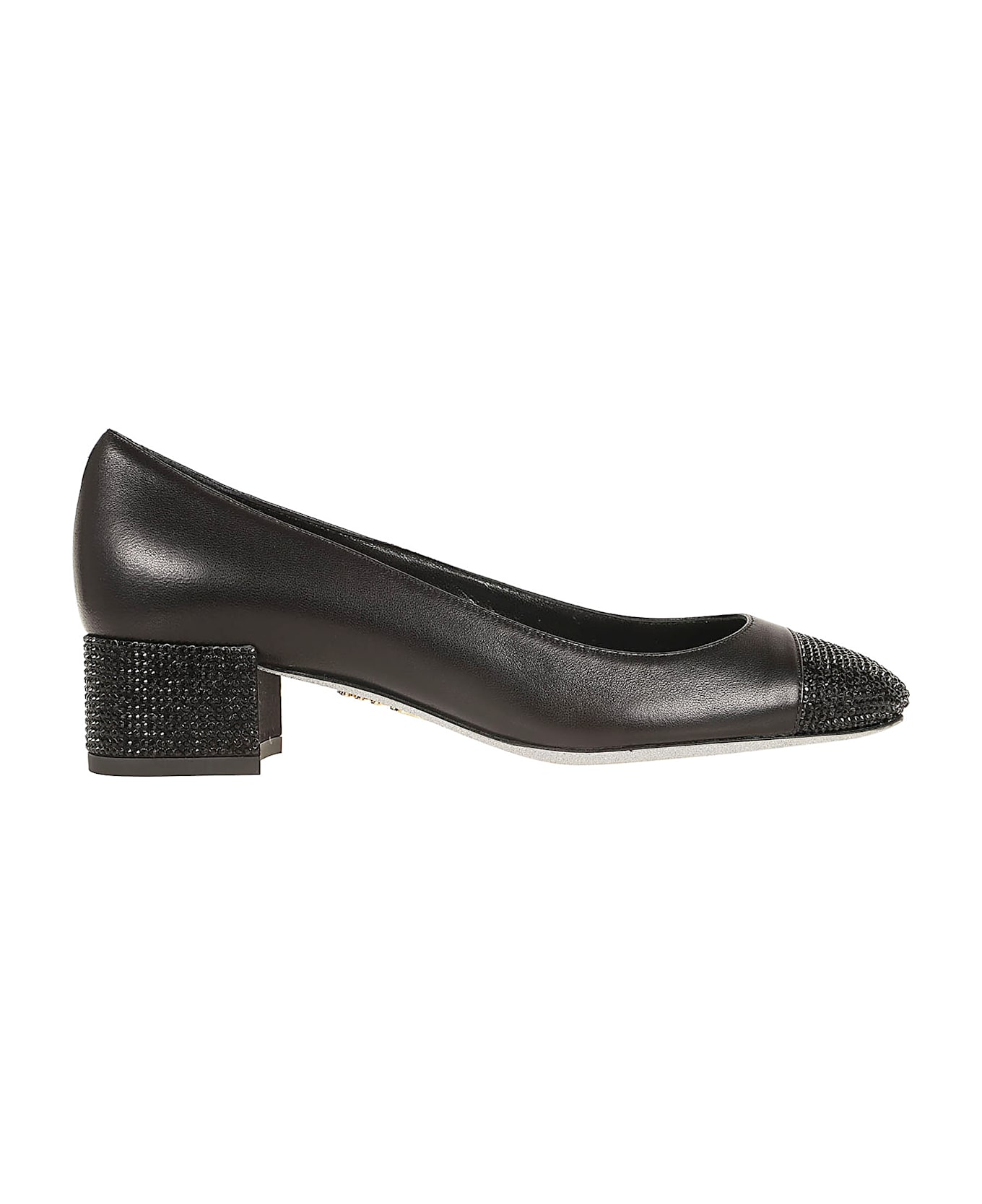 René Caovilla Bonnie Pumps - Black Lamb Jet Strass