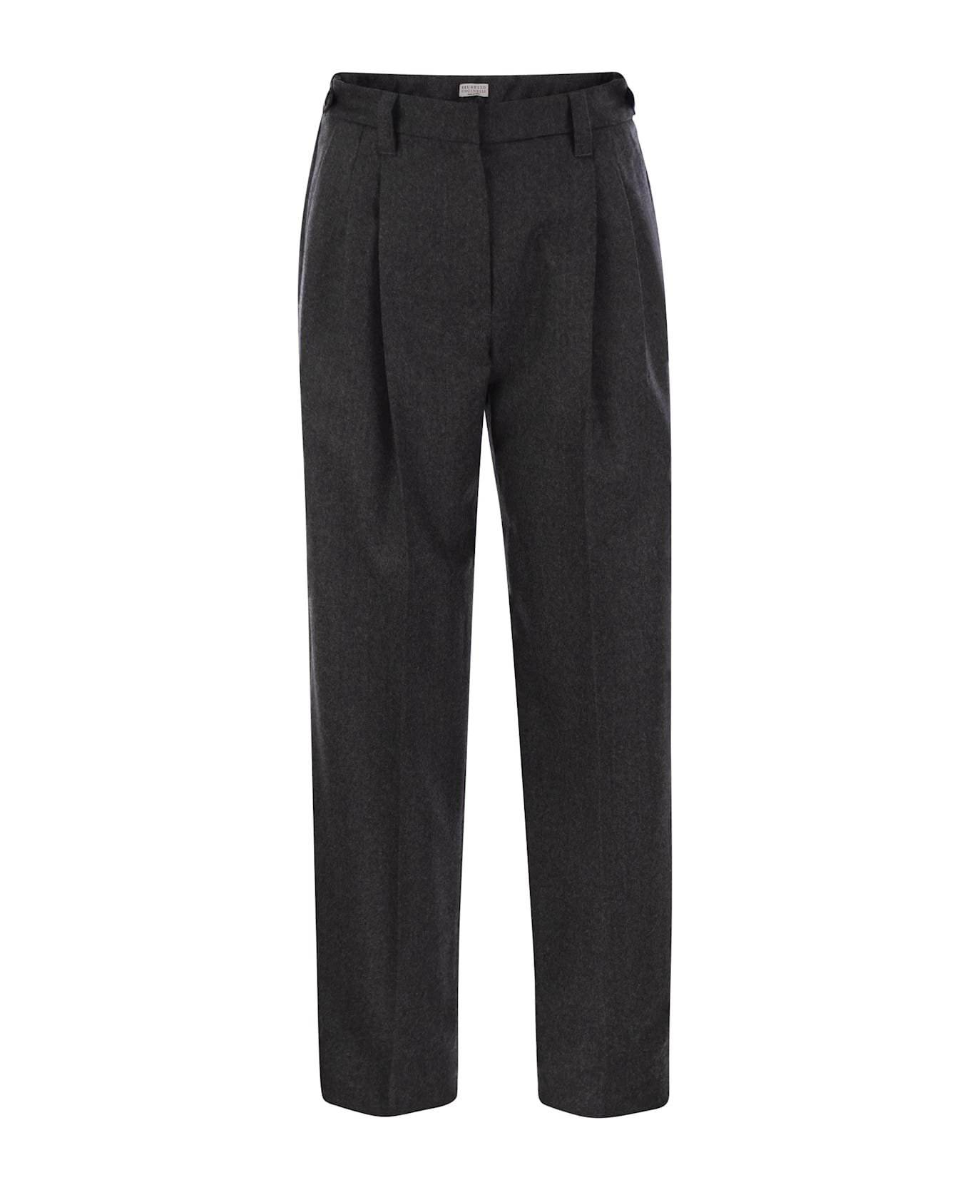 Brunello Cucinelli Baggy Sartorial Wool Trousers - Dark Grey