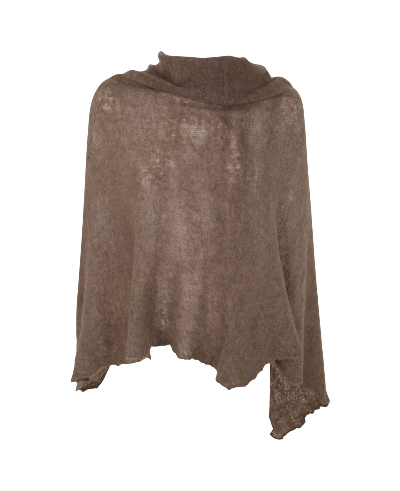 Mirror in the Sky Open Knitted Poncho Melange - Coffee