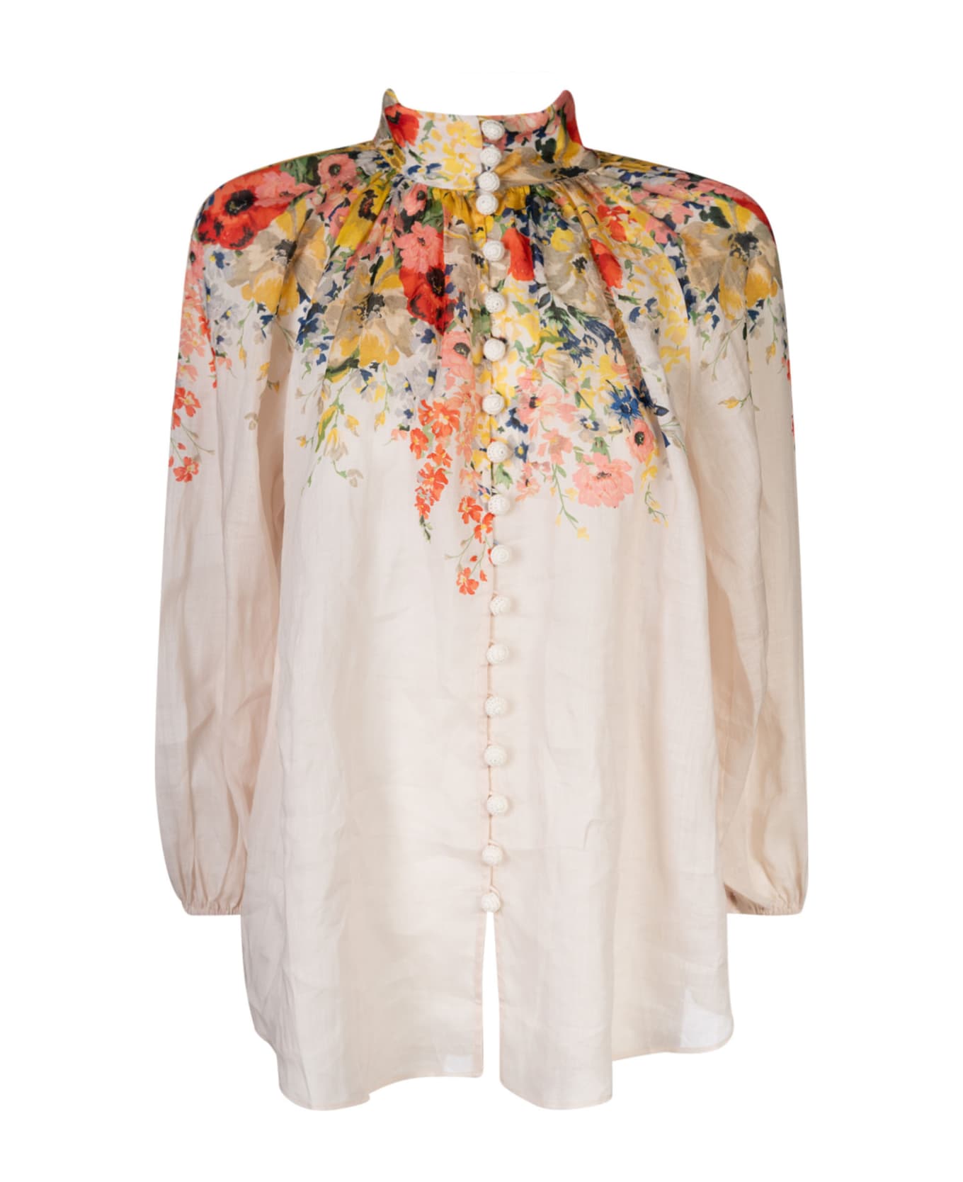 Zimmermann Floral High Neck Blouse - Ivory ブラウス