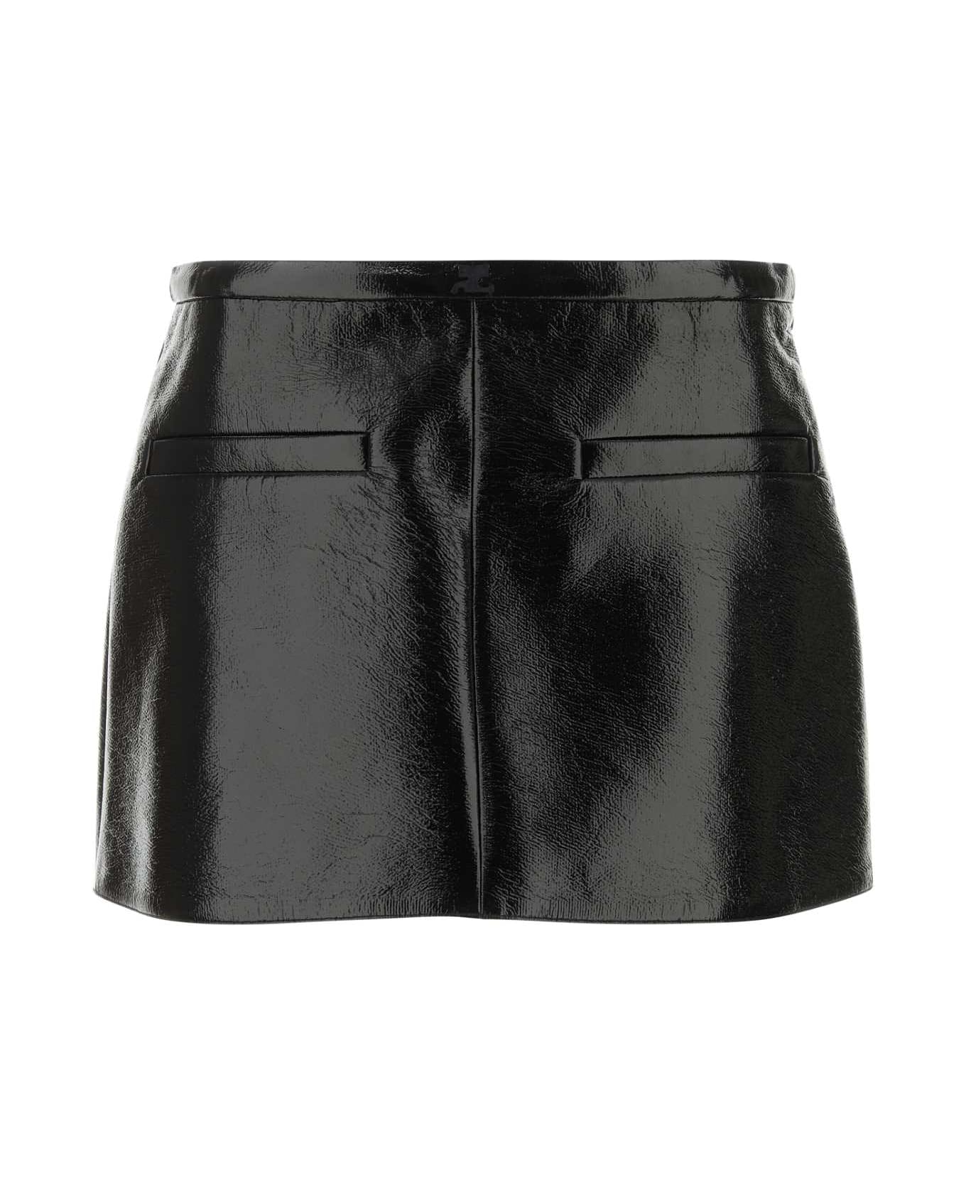 Courrèges Black Vinyl Mini Skirt - Black