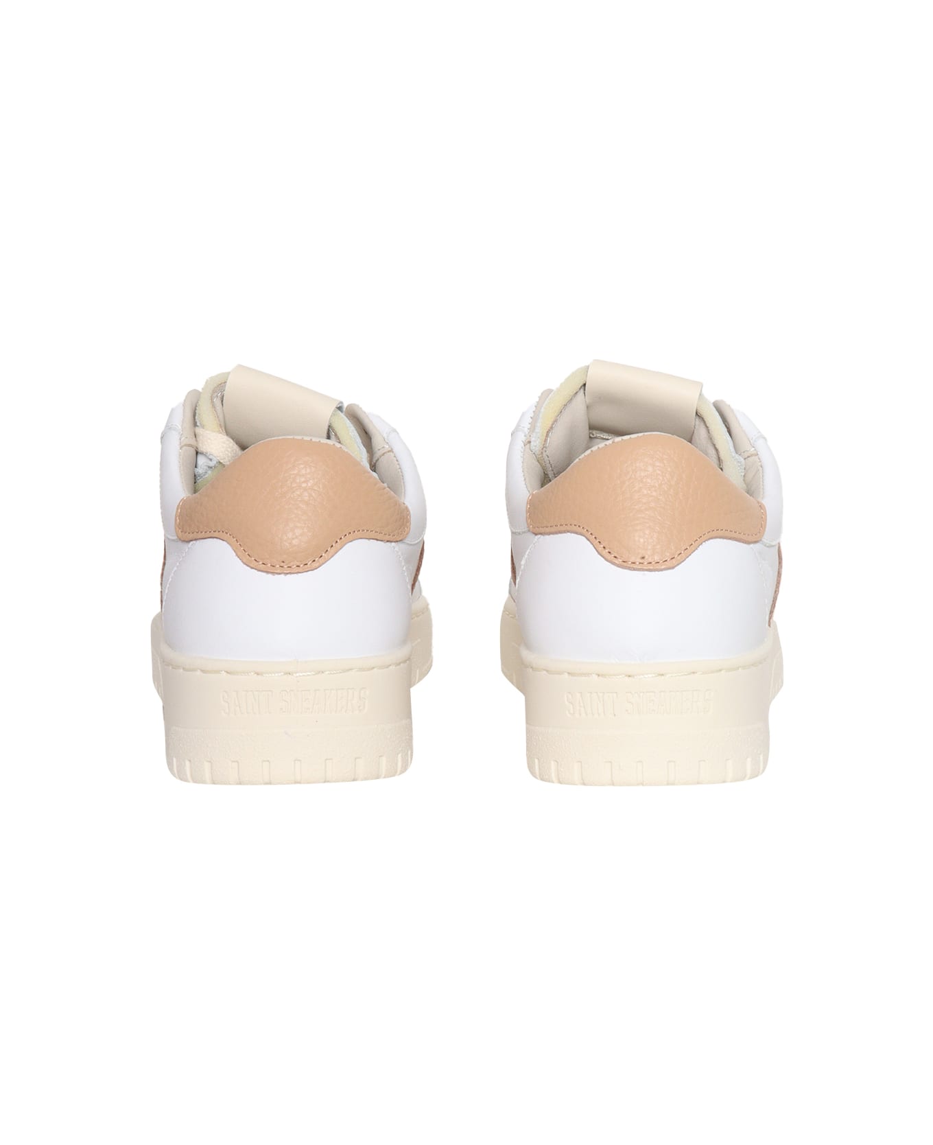 Saint Sneakers White And Pink Leather Tennis - WHITE