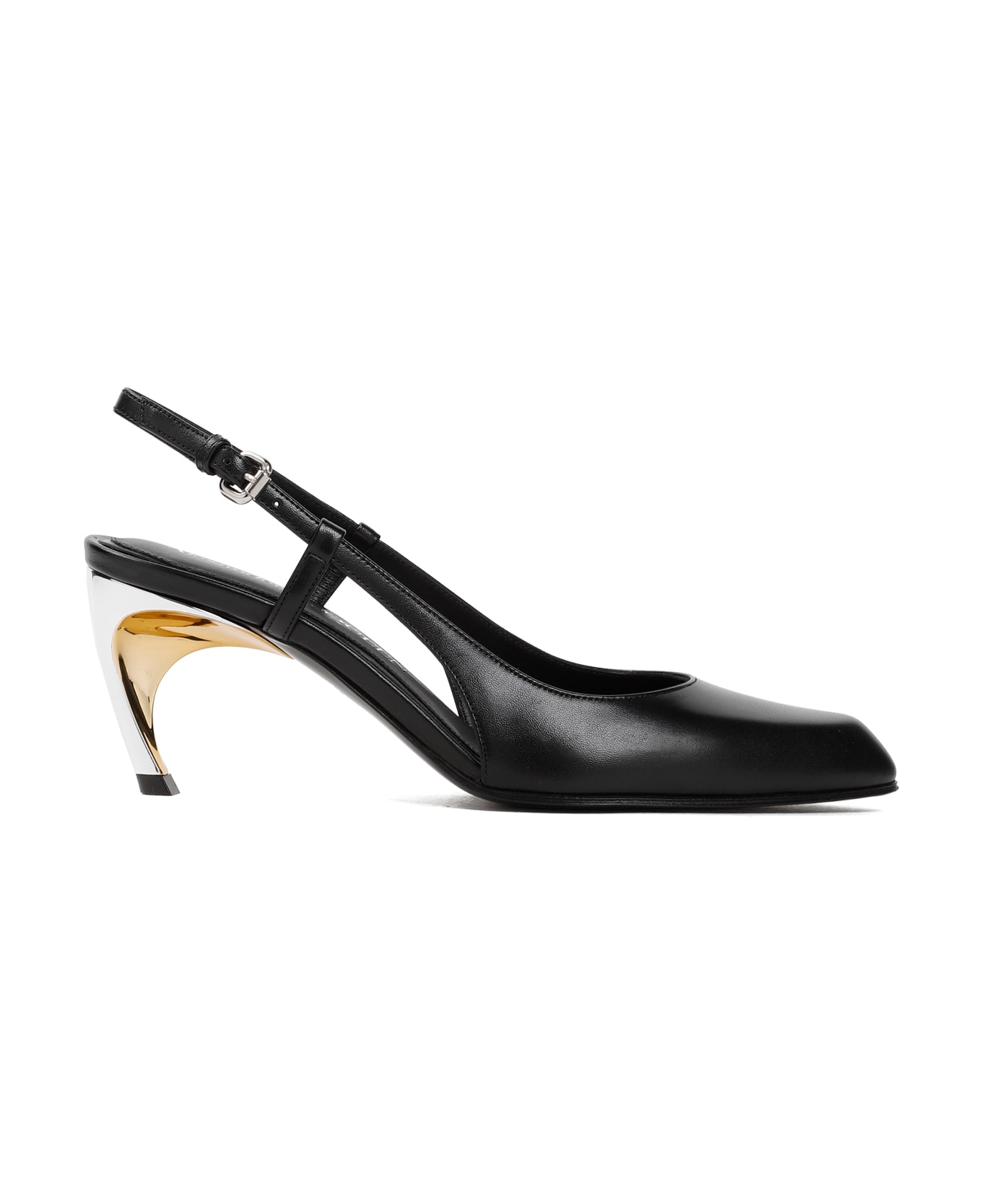 Alexander McQueen Leather Pumps - Black Silver Gold