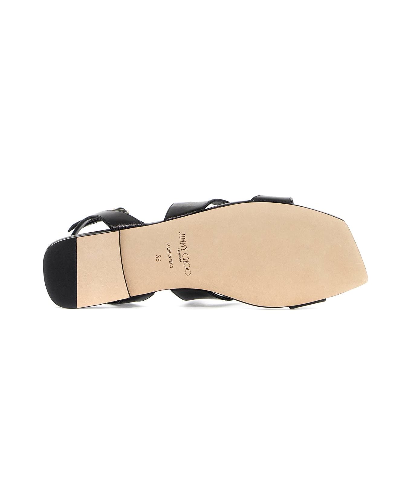 Jimmy Choo Ayla Flat Sandals - BLACK (Black)