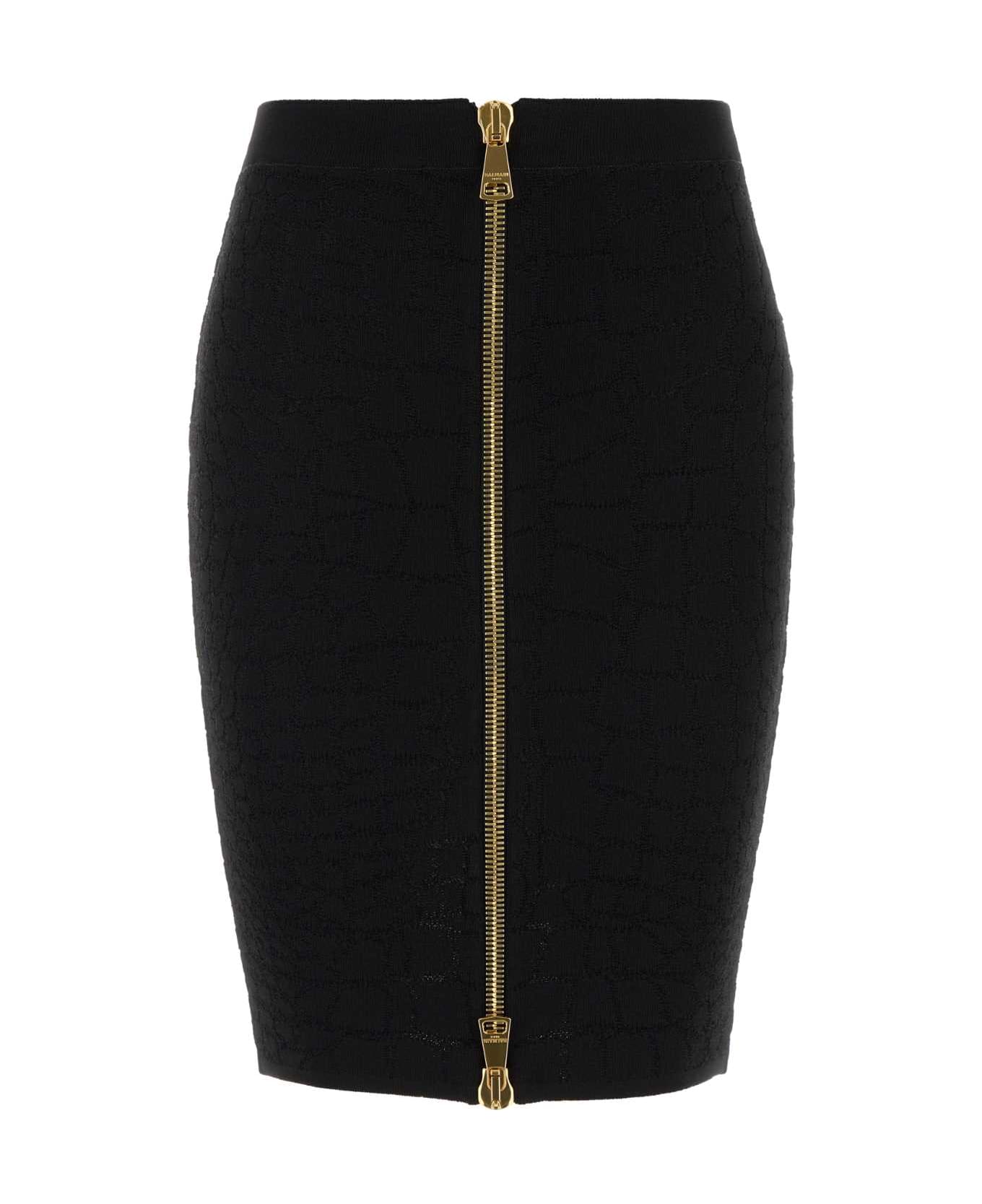 Balmain Black Stretch Viscose Blend Skirt - NOIR