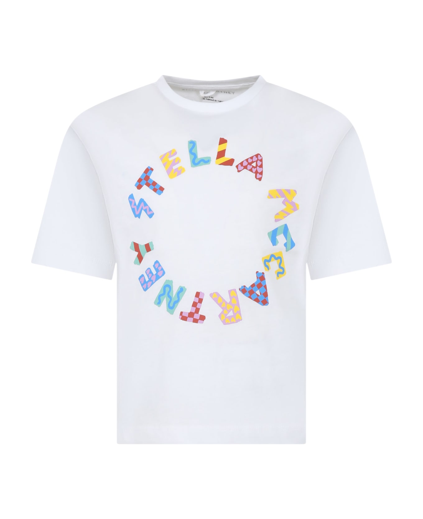 Stella McCartney Kids White T-shirt For Girl With Multicolor Logo - WHITE