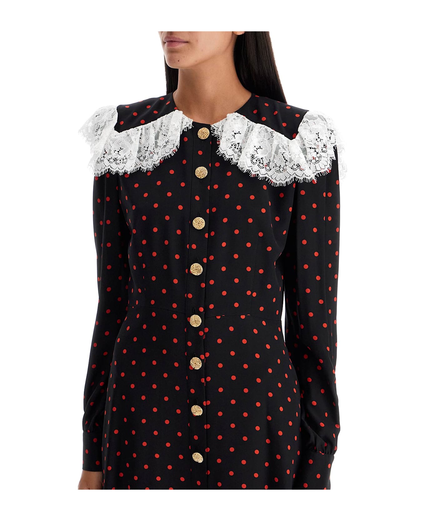 Alessandra Rich 'silk Polka Dot Mini Dress - BLACK-RED (Black)