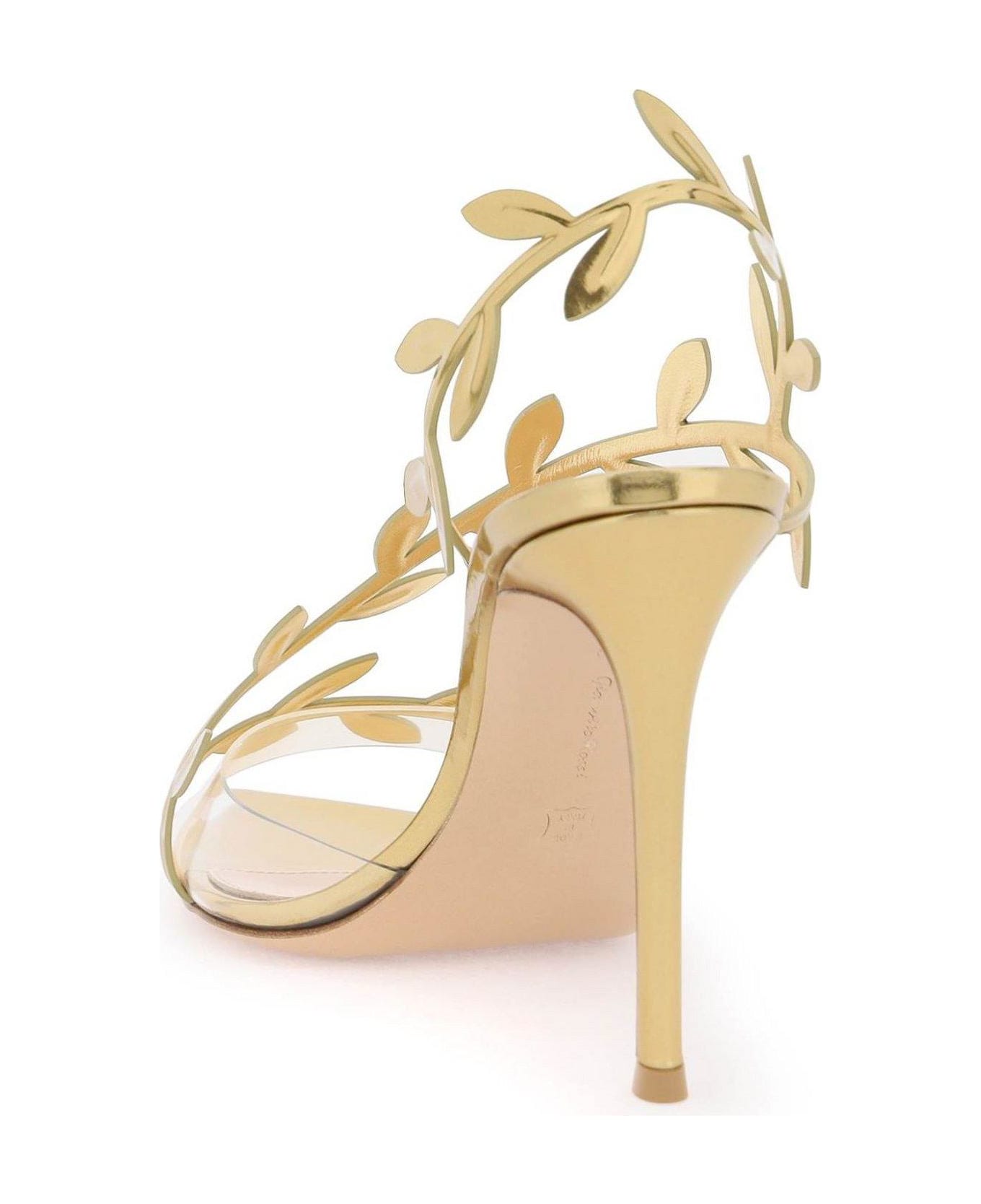 Gianvito Rossi Flavia Leaf Motif Pointed-toe Sandals - Golden