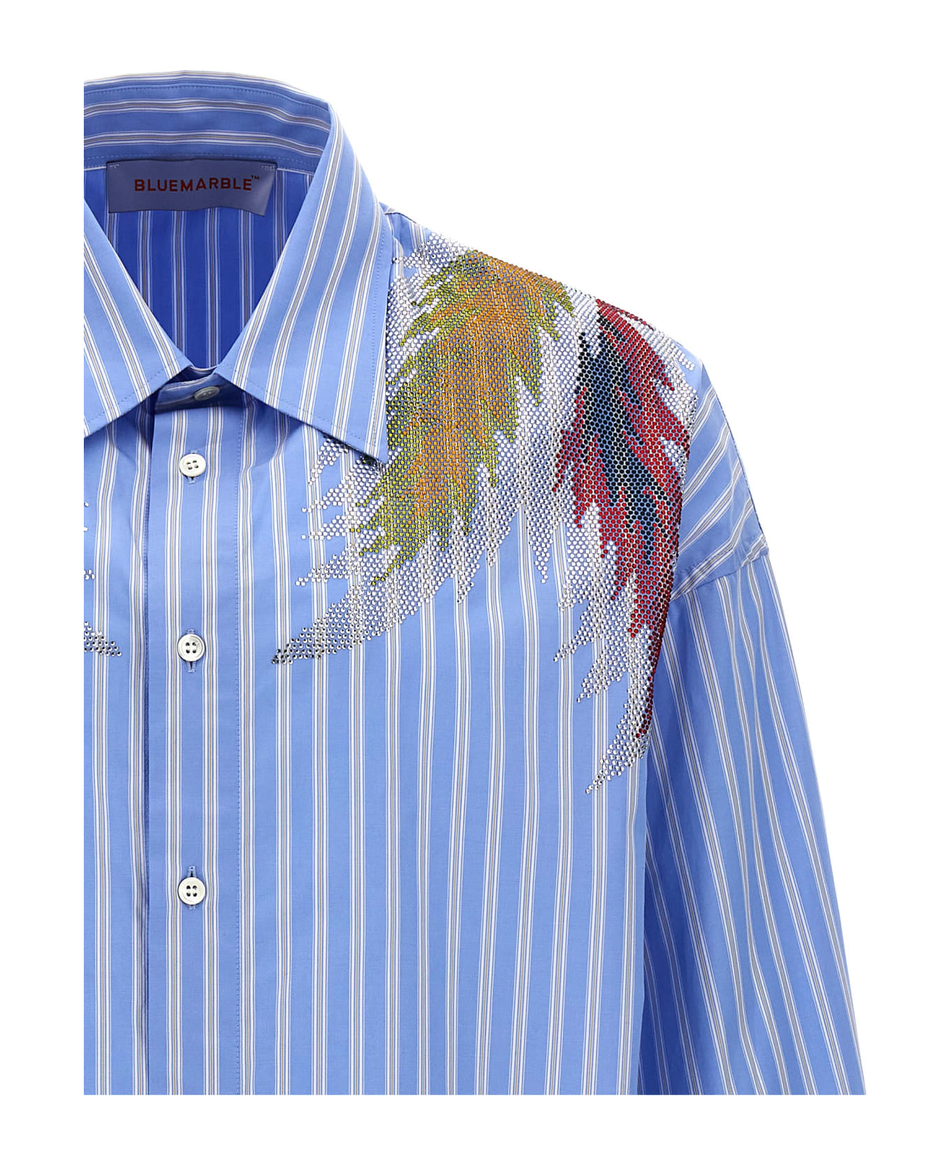Bluemarble 'rhinestoned Stardust Stripe' Shirt - Light Blue シャツ