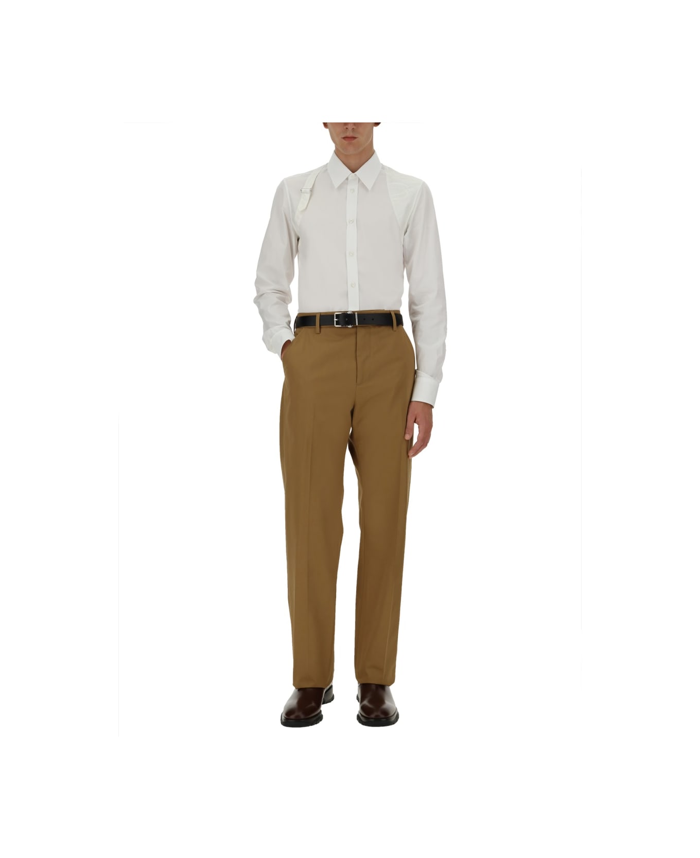 Alexander McQueen Pants With Logo - BEIGE