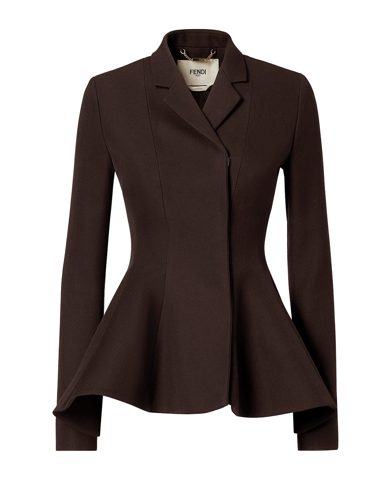Fendi Grain De Poudre Wool Blazer - Darkbrown