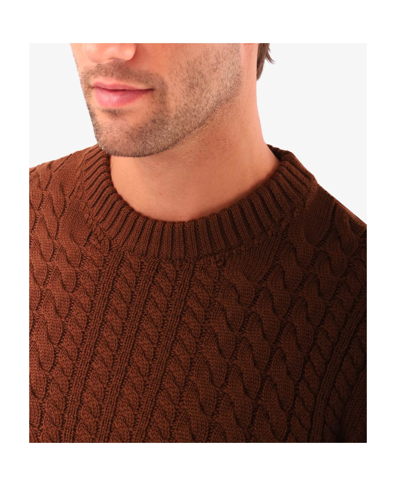 Larusmiani Cable Knit Sweater Col Du Pillon Sweater - Brown