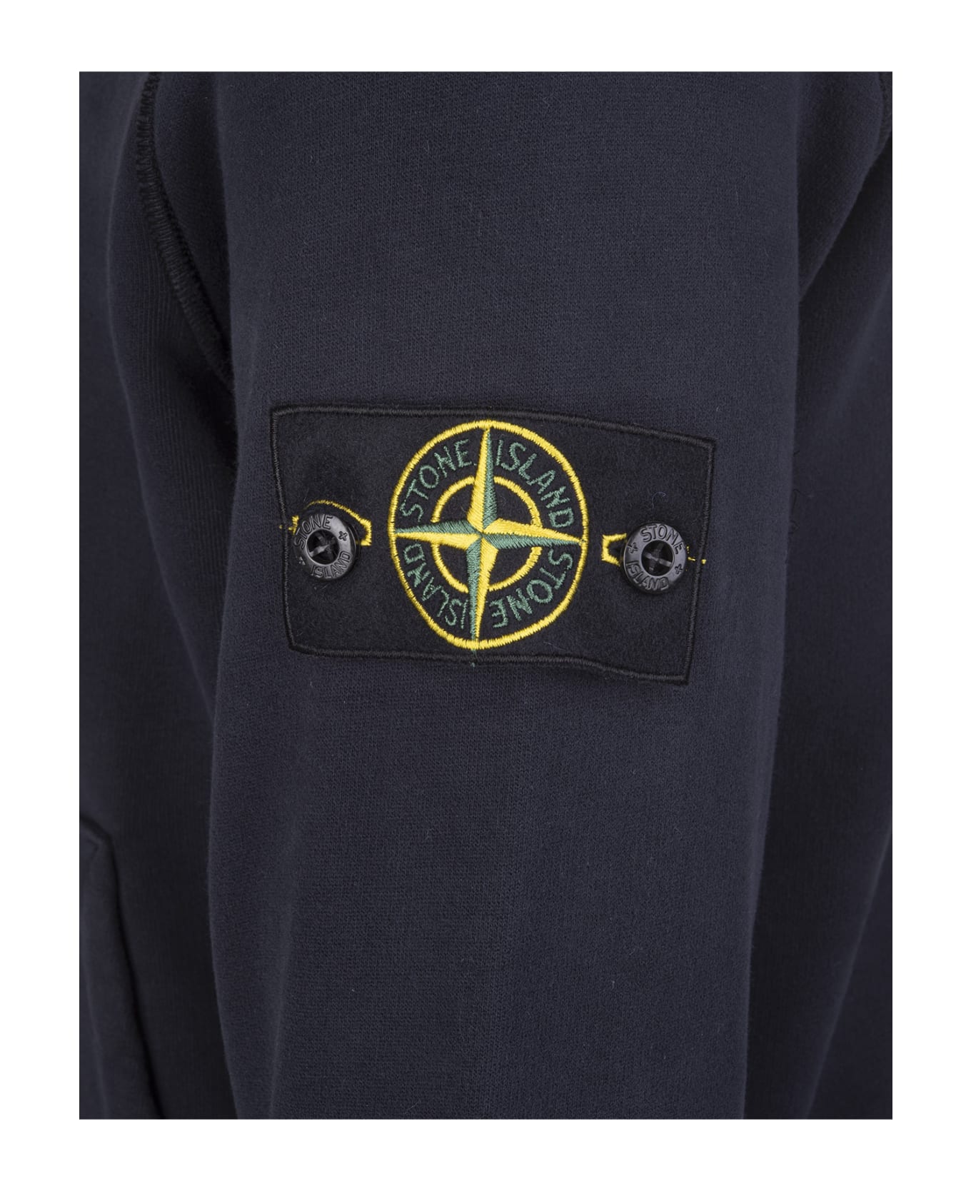Stone Island Man Navy Blue Hoodie With Logo Patch