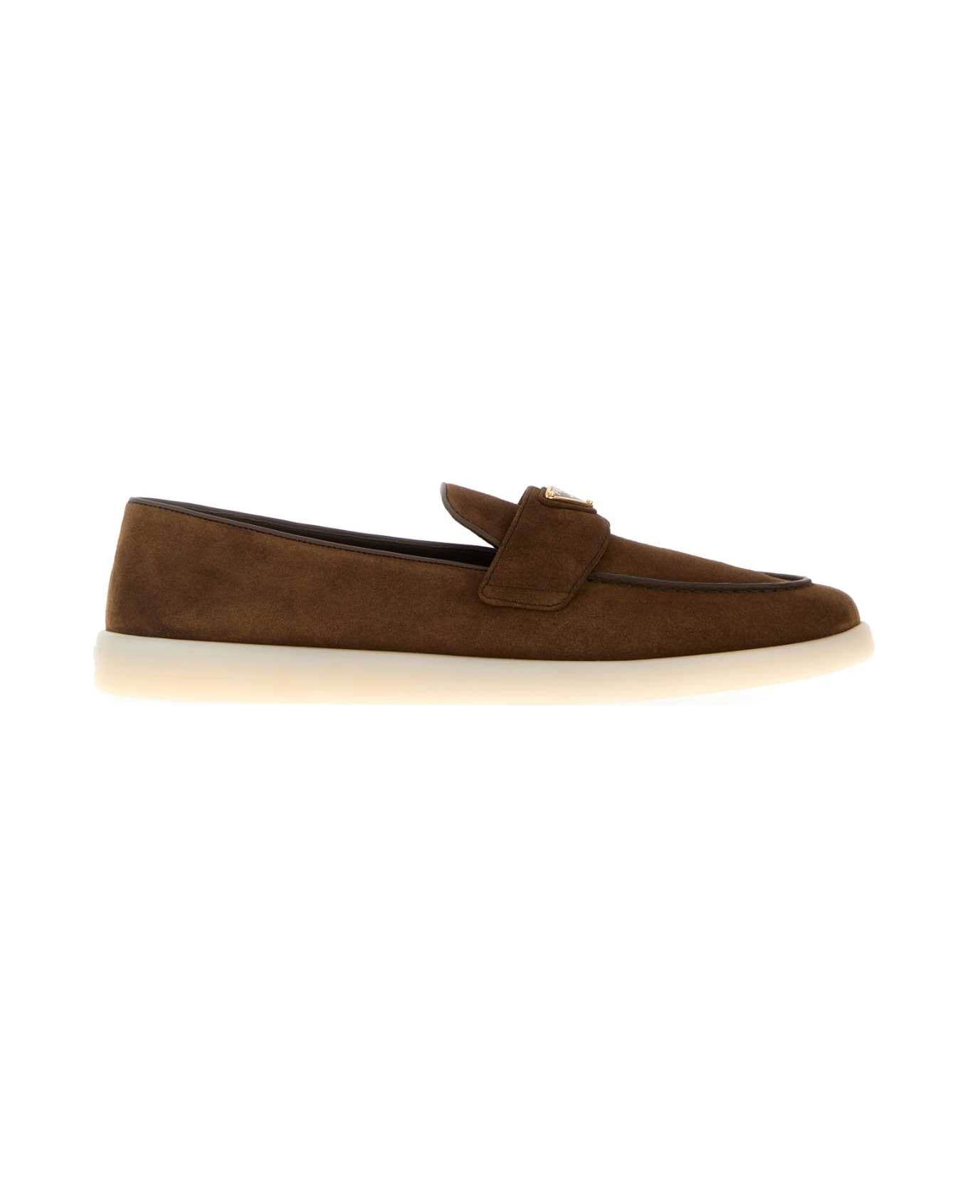 Prada Brown Suede Loafers - CACAO